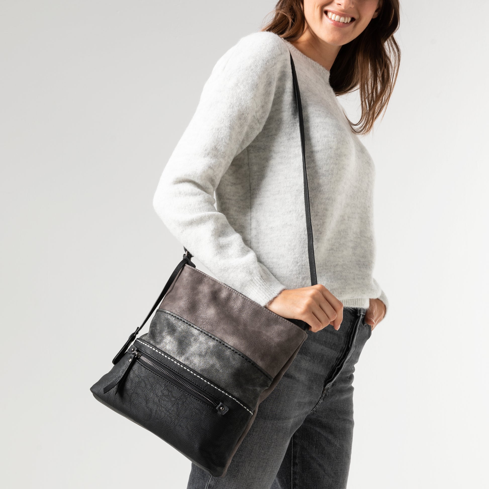 Grey Zip Bags for Women | Rieker H1301-45
