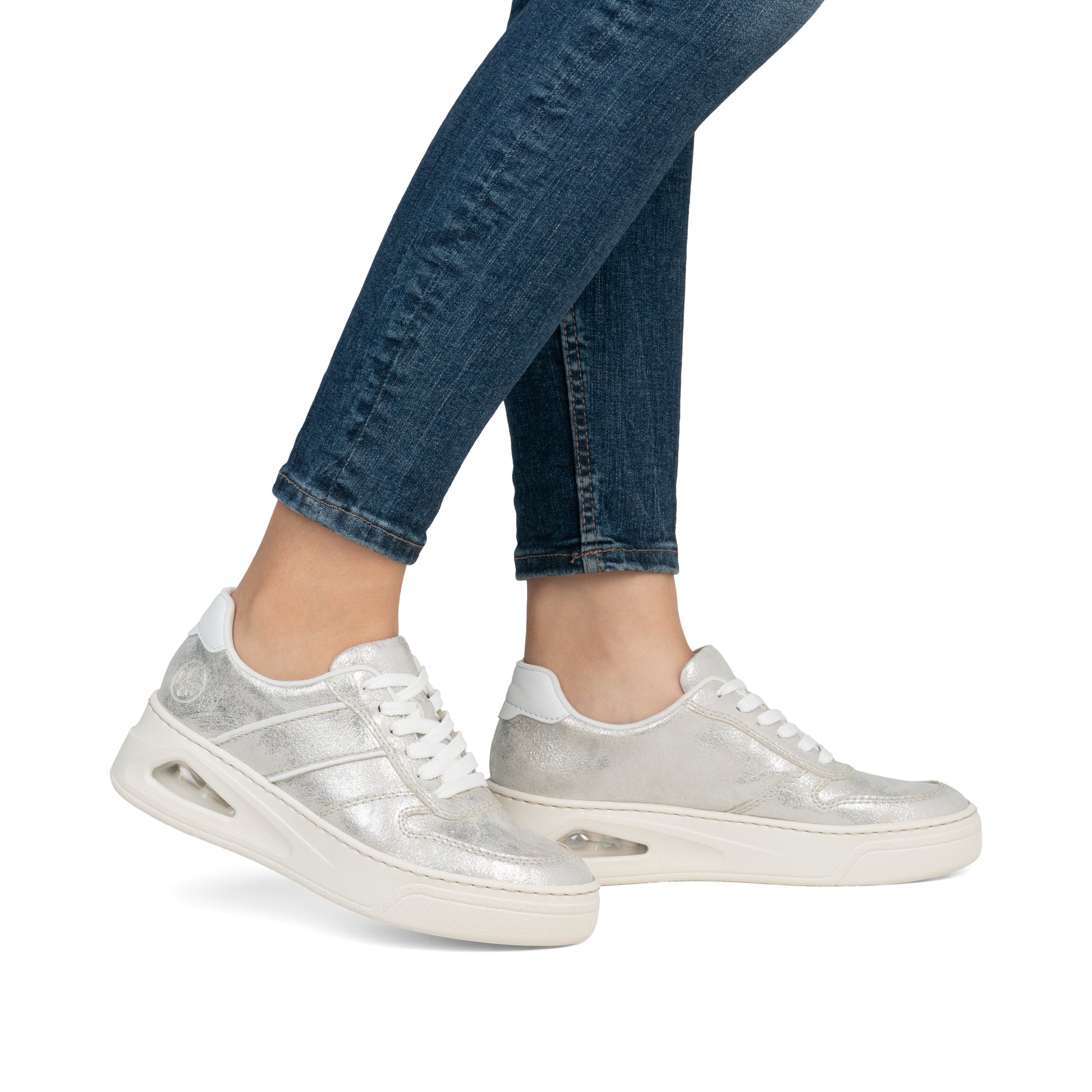 Silver/Platinum Elasticated Shoes for Women | Rieker N6402-40