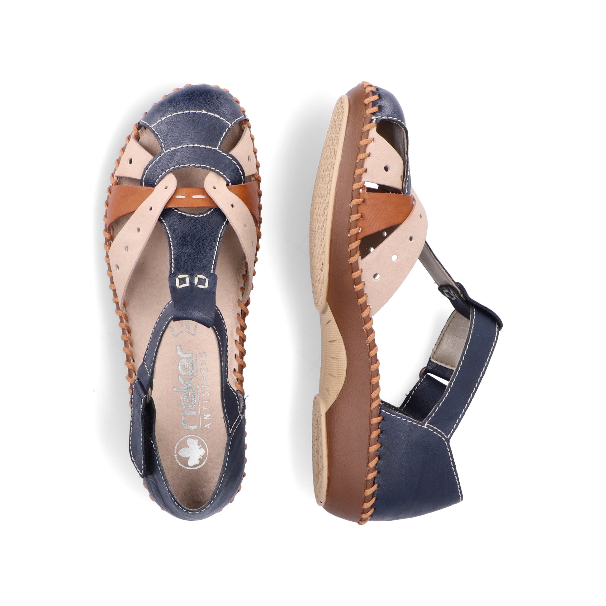 Blue Hook & Loop Shoes for Women | Rieker M1655-14