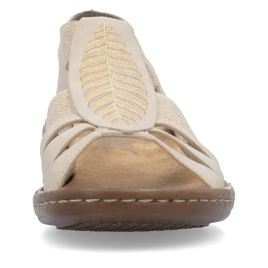 Beige Elasticated Sandals for Women | Rieker 608C0-62