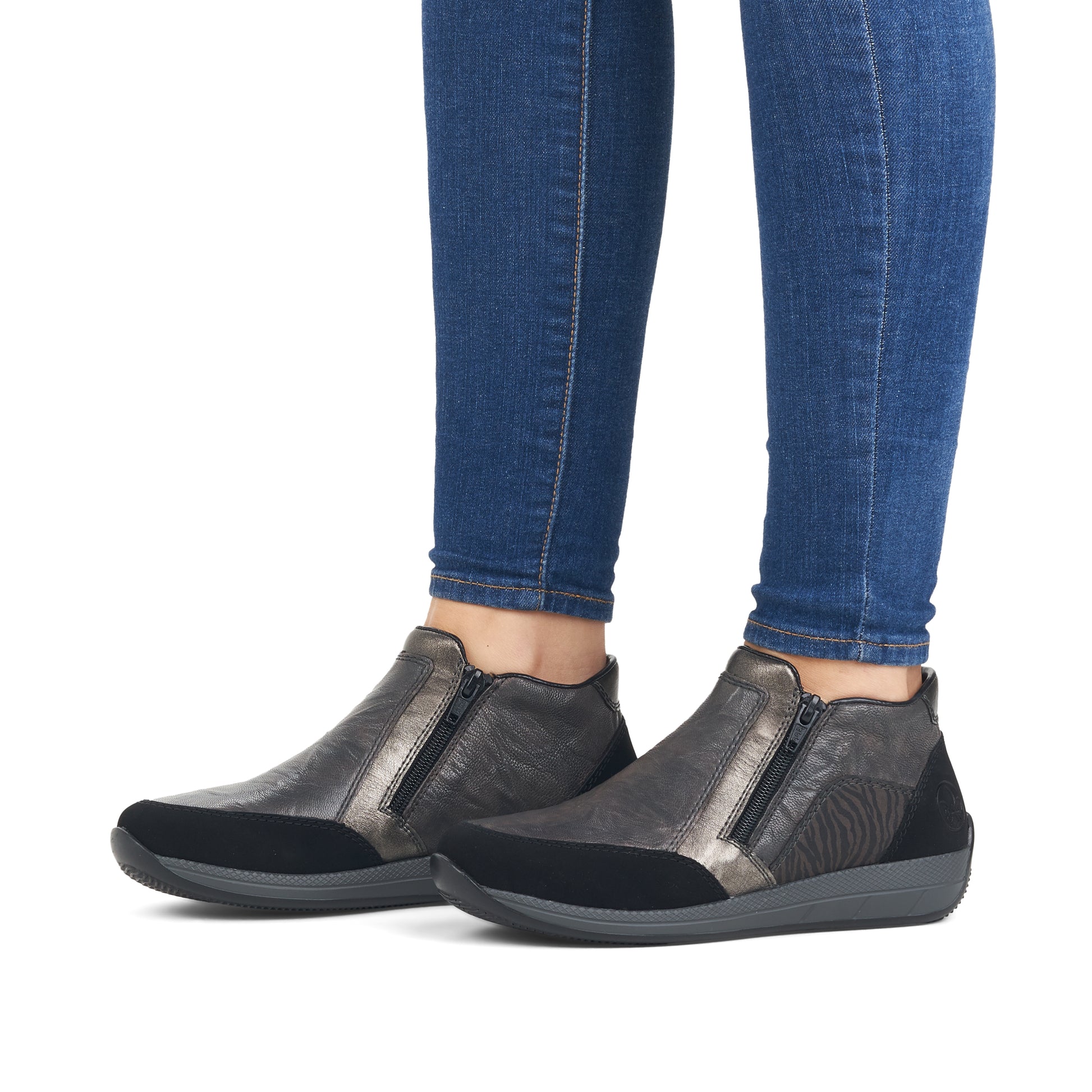 Grey Zip Boots for Women | Rieker N1152-42