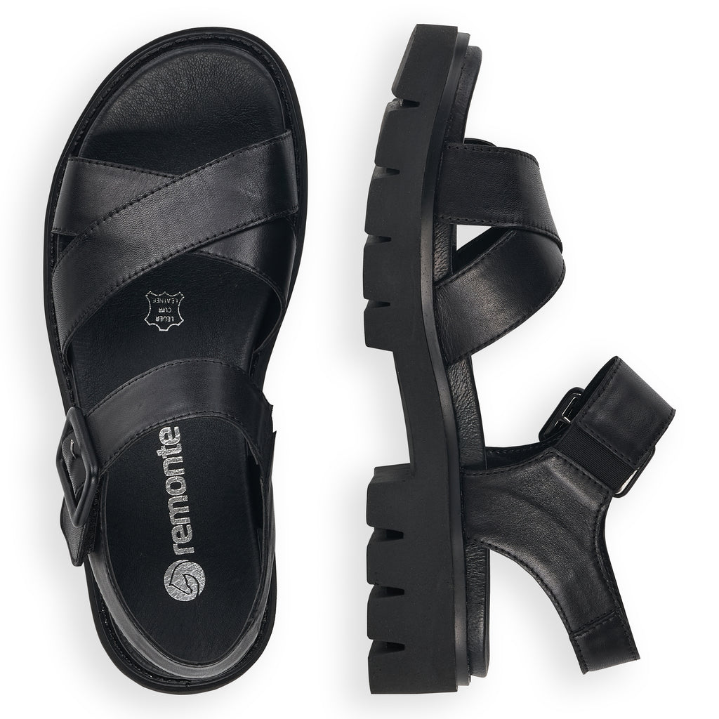 Black Hook & Loop Sandals for Women | Remonte D7950-00