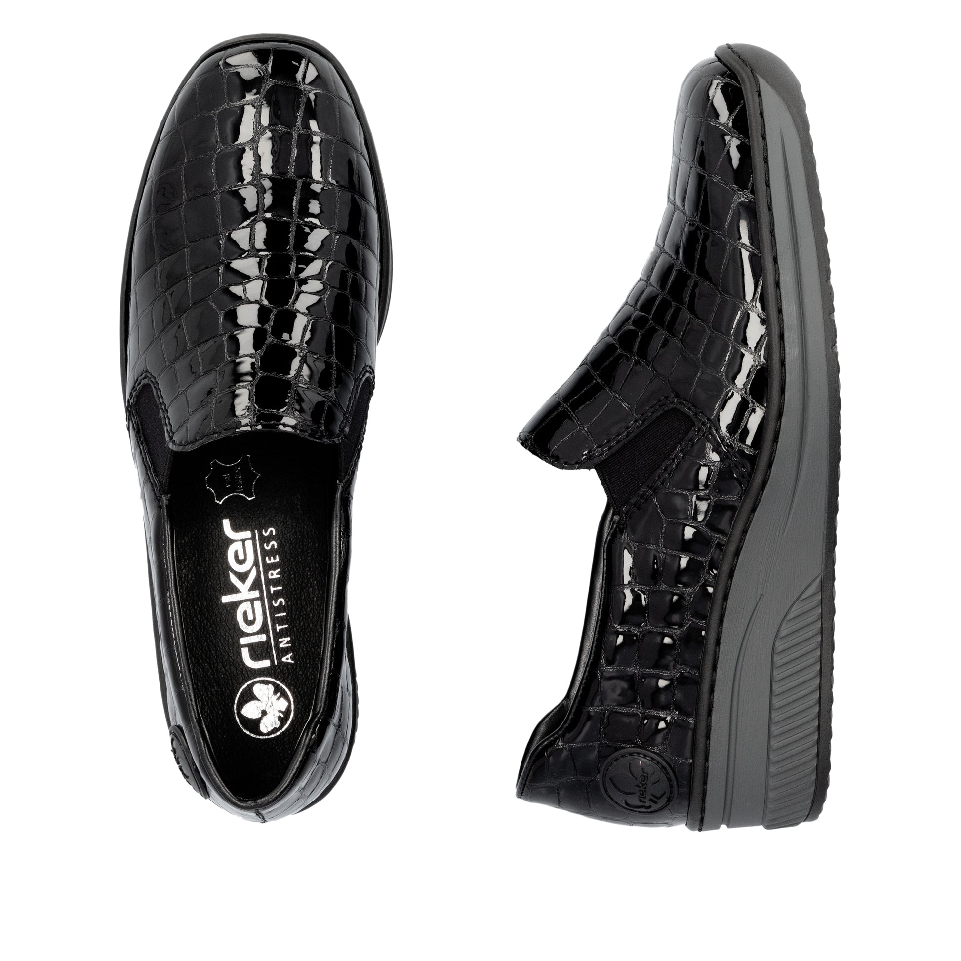 Black Elasticated Shoes for Women | Rieker 48752-00