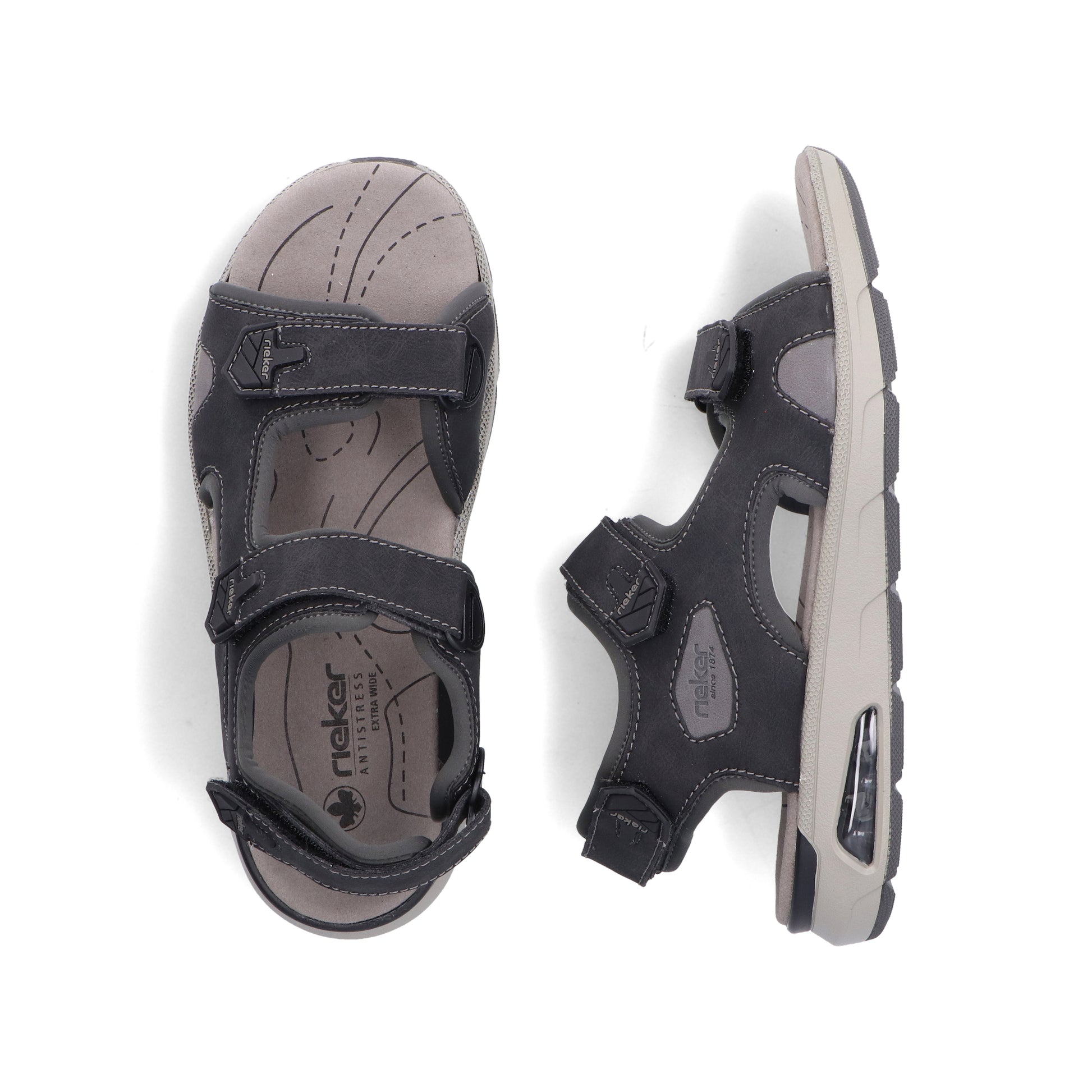 Black Hook & Loop Sandals for Men | Rieker 29151-00