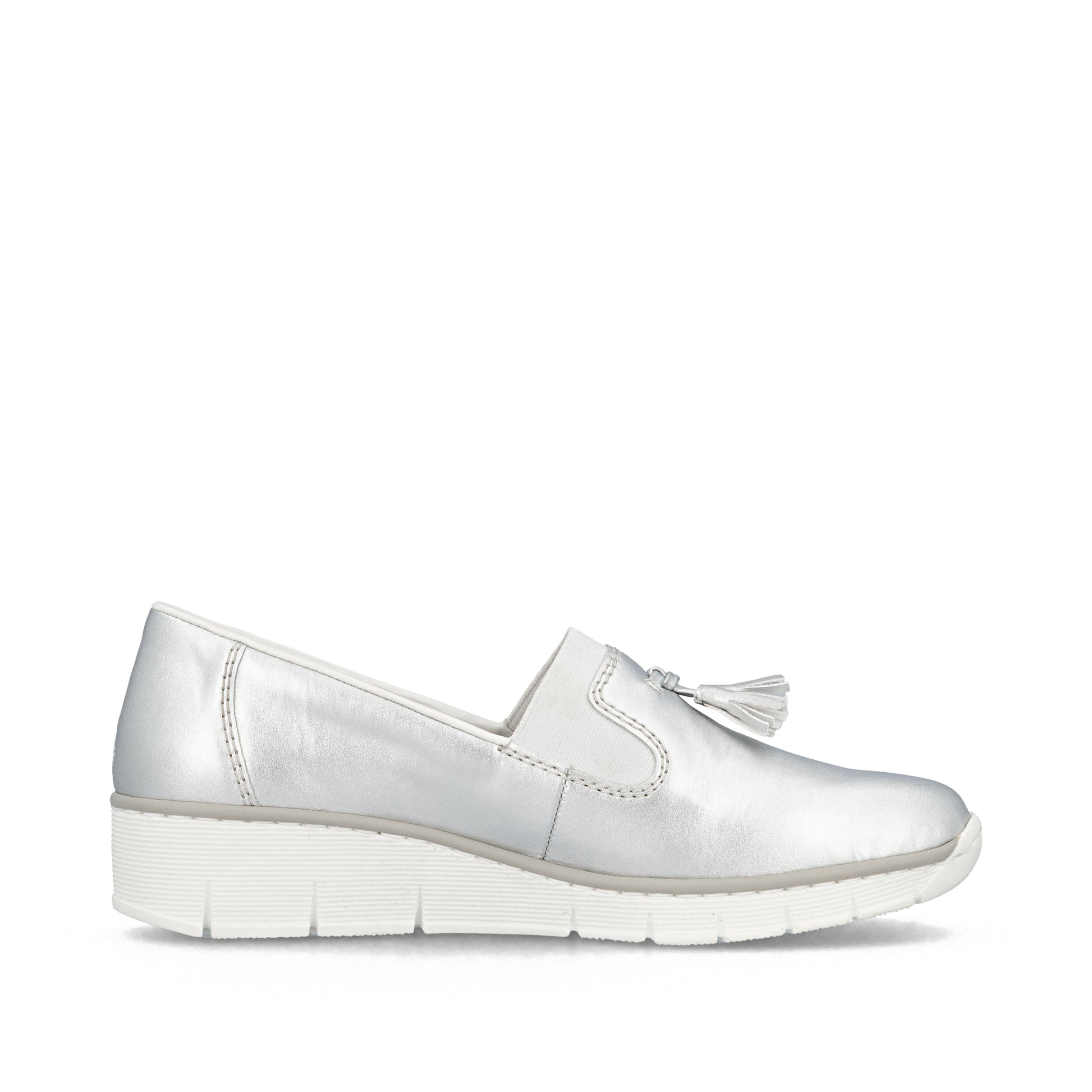 Silver/Platinum Elasticated Shoes for Women | Rieker 53751-90