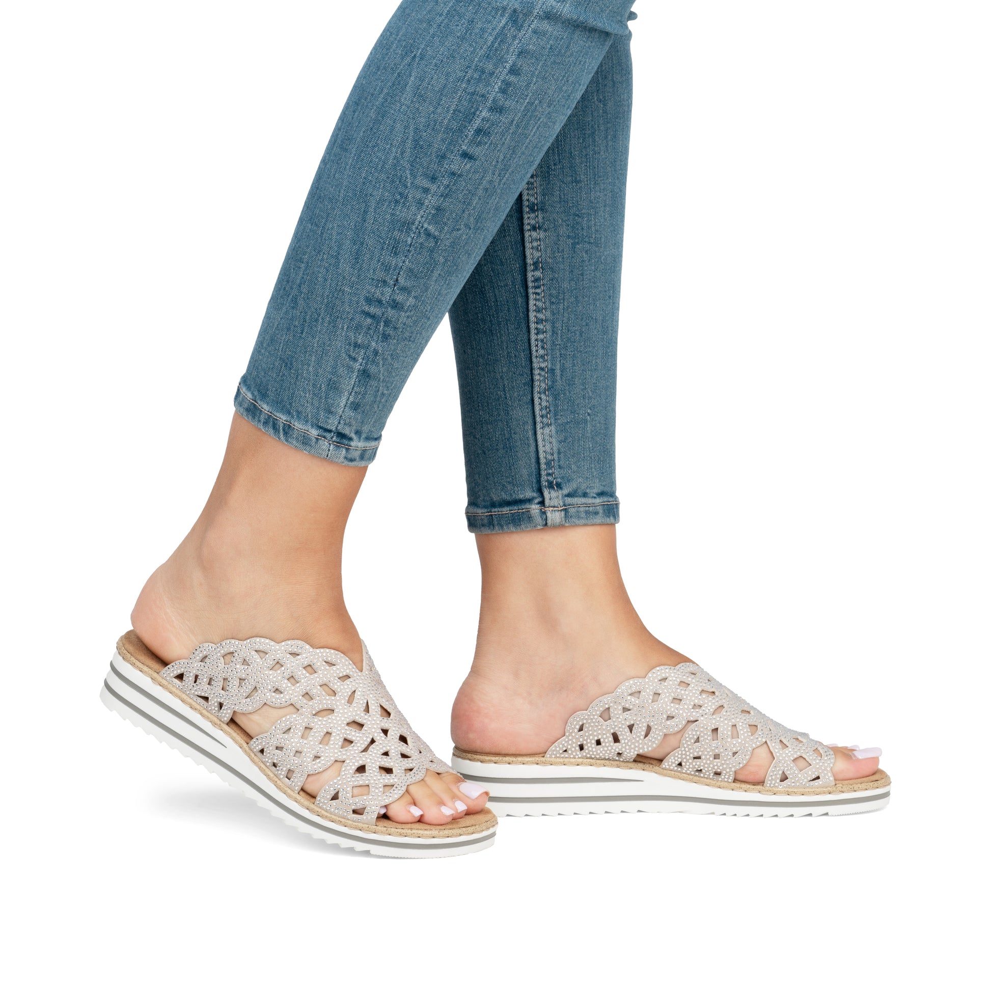 Beige Slip-On Sandals for Women | Rieker V0689-63