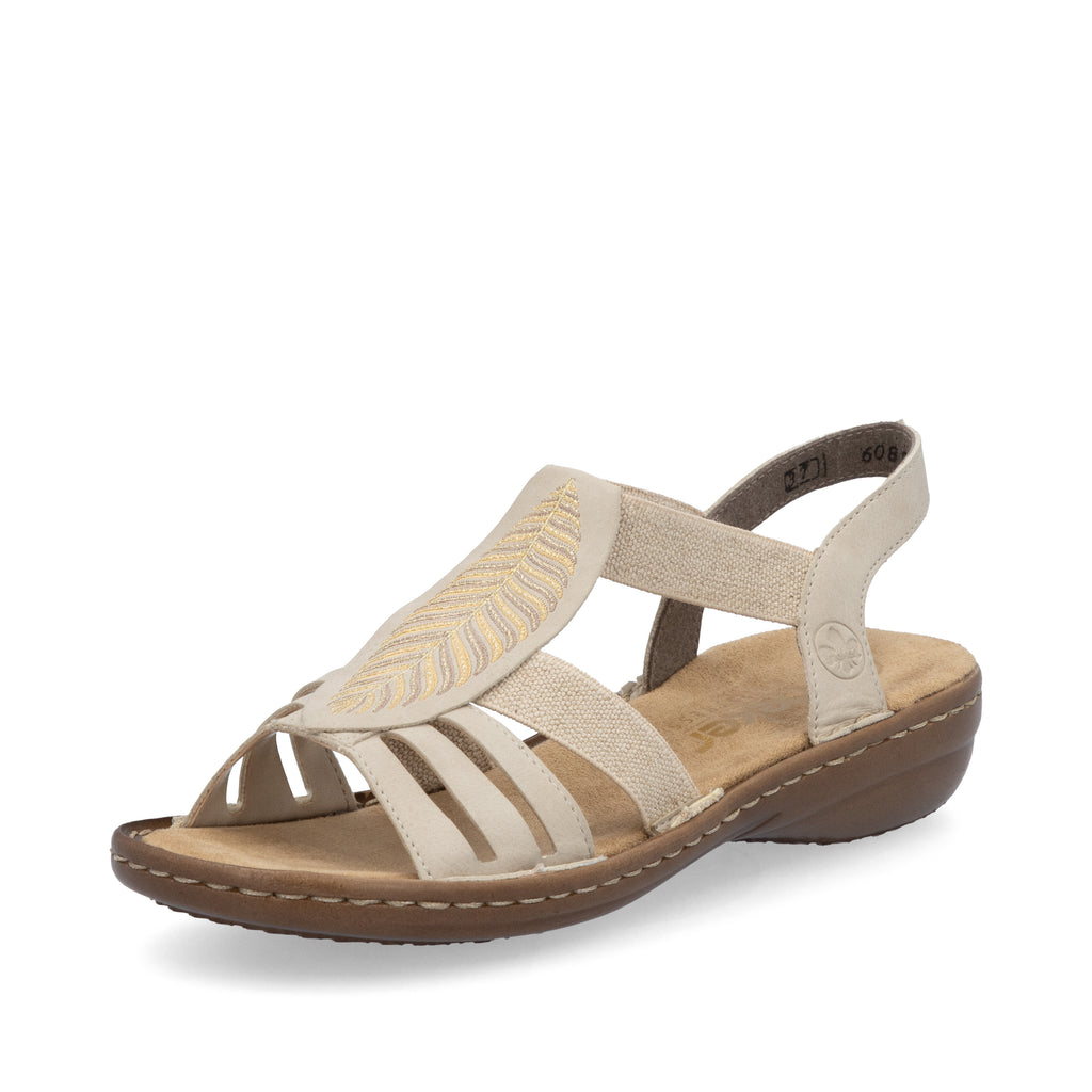 Beige Elasticated Sandals for Women | Rieker 608C0-62