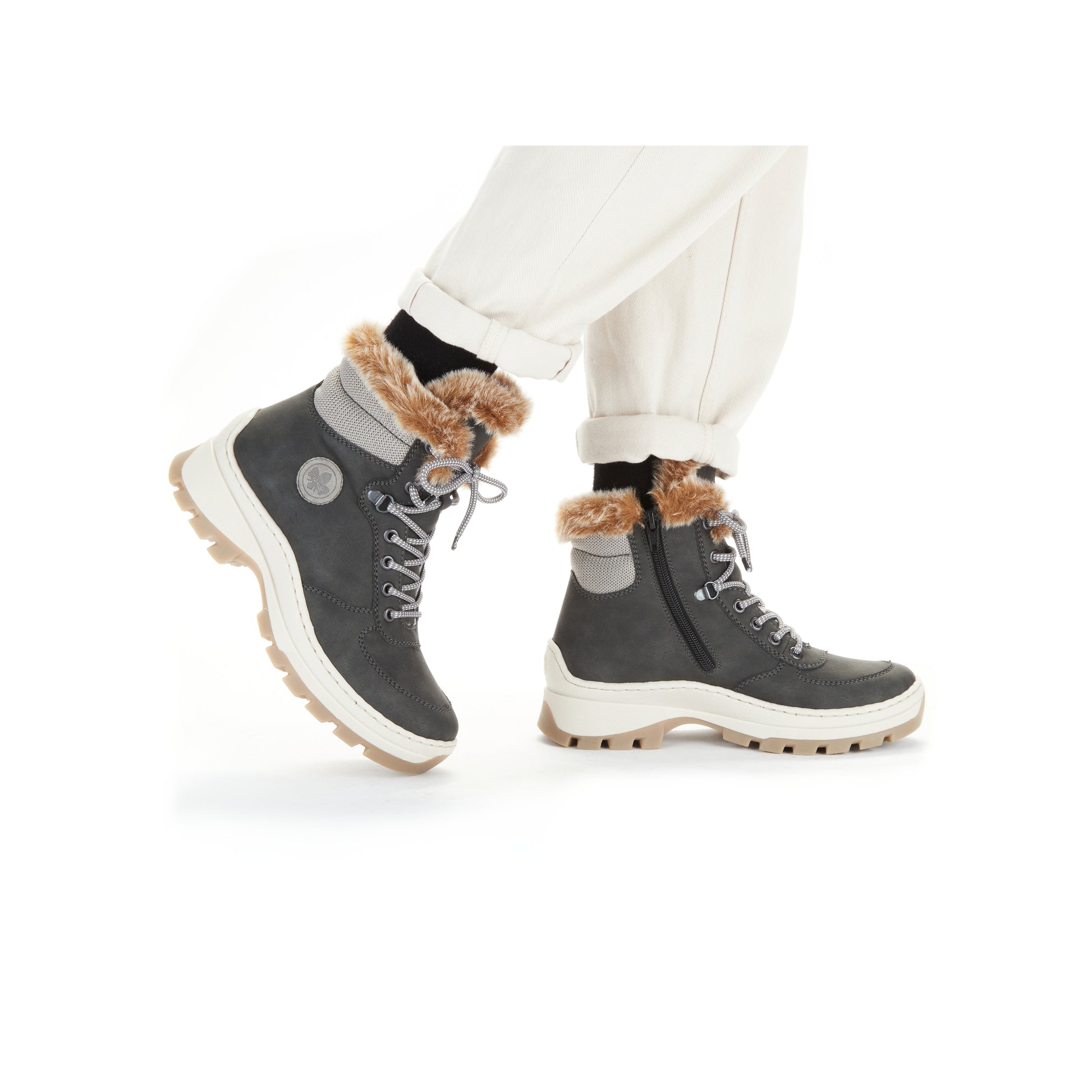 Grey Zip Boots for Women | Rieker X9335-45
