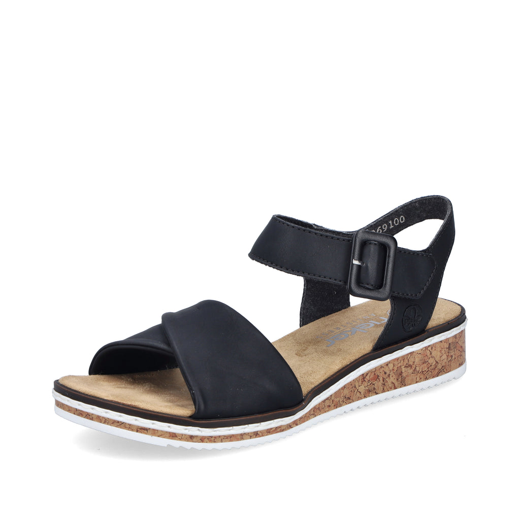Black Hook & Loop Sandals for Women | Rieker V3691-00