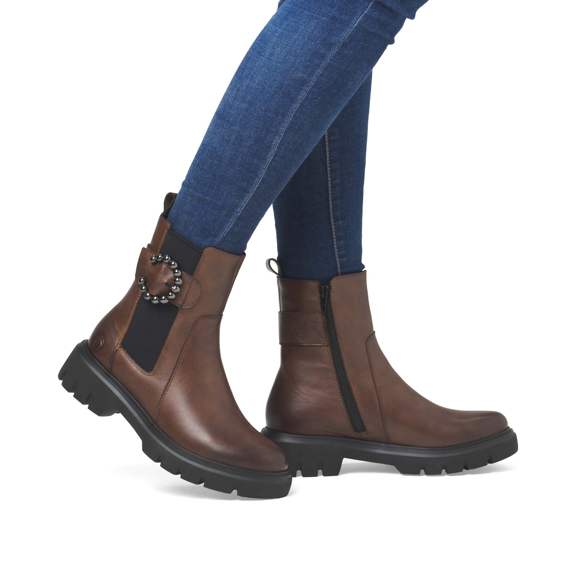 Brown Zip Boots for Women | Remonte D1W74-22