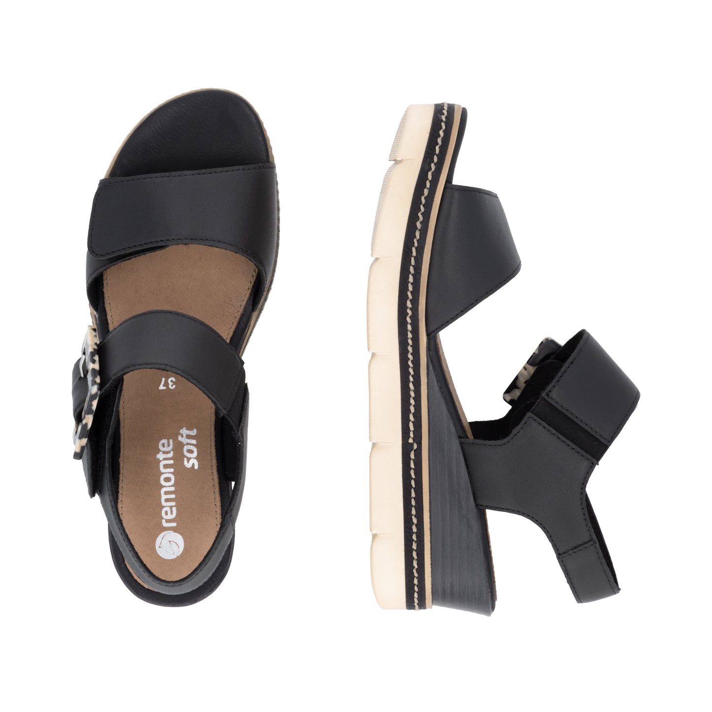 remonte Women's Wedge Sandal - Black | D2L53-00