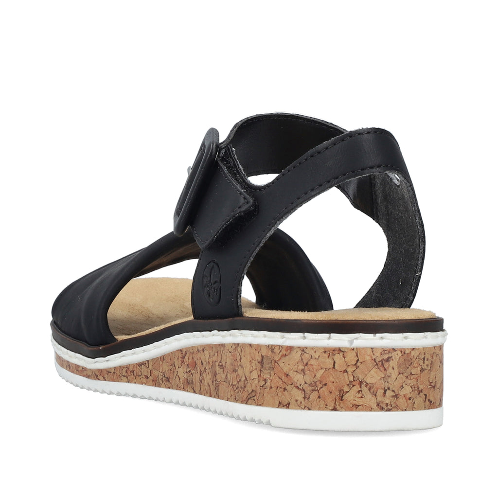 Black Hook & Loop Sandals for Women | Rieker V3691-00