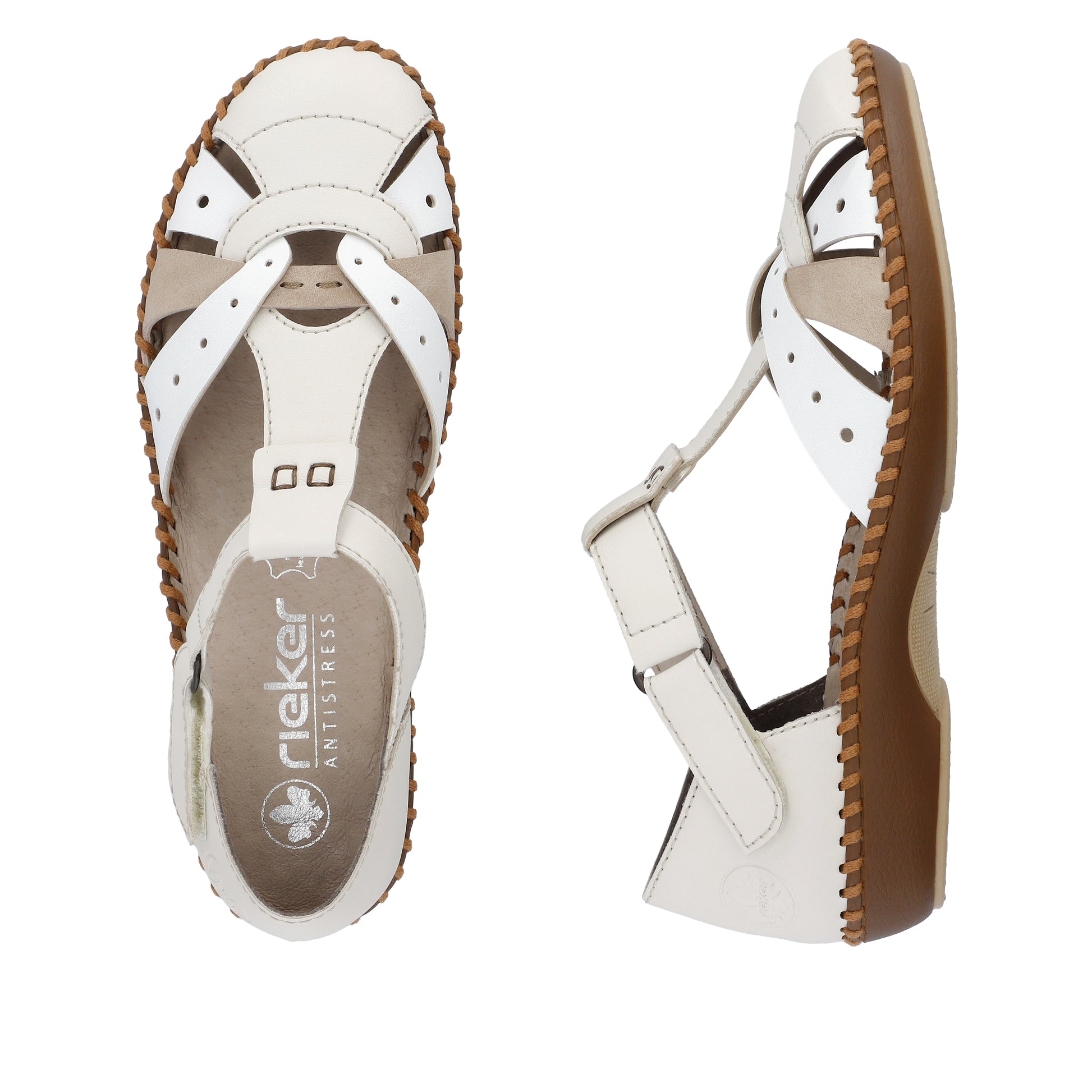 Beige Hook & Loop Shoes for Women | Rieker M1655-61