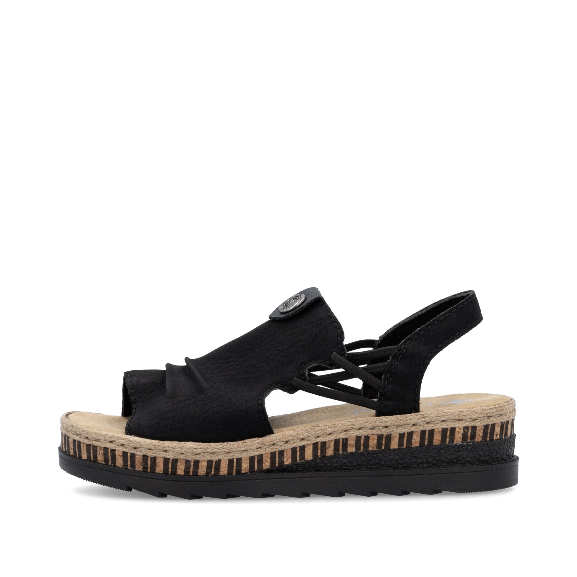 Black Elasticated Sandals for Women | Rieker V7972-00