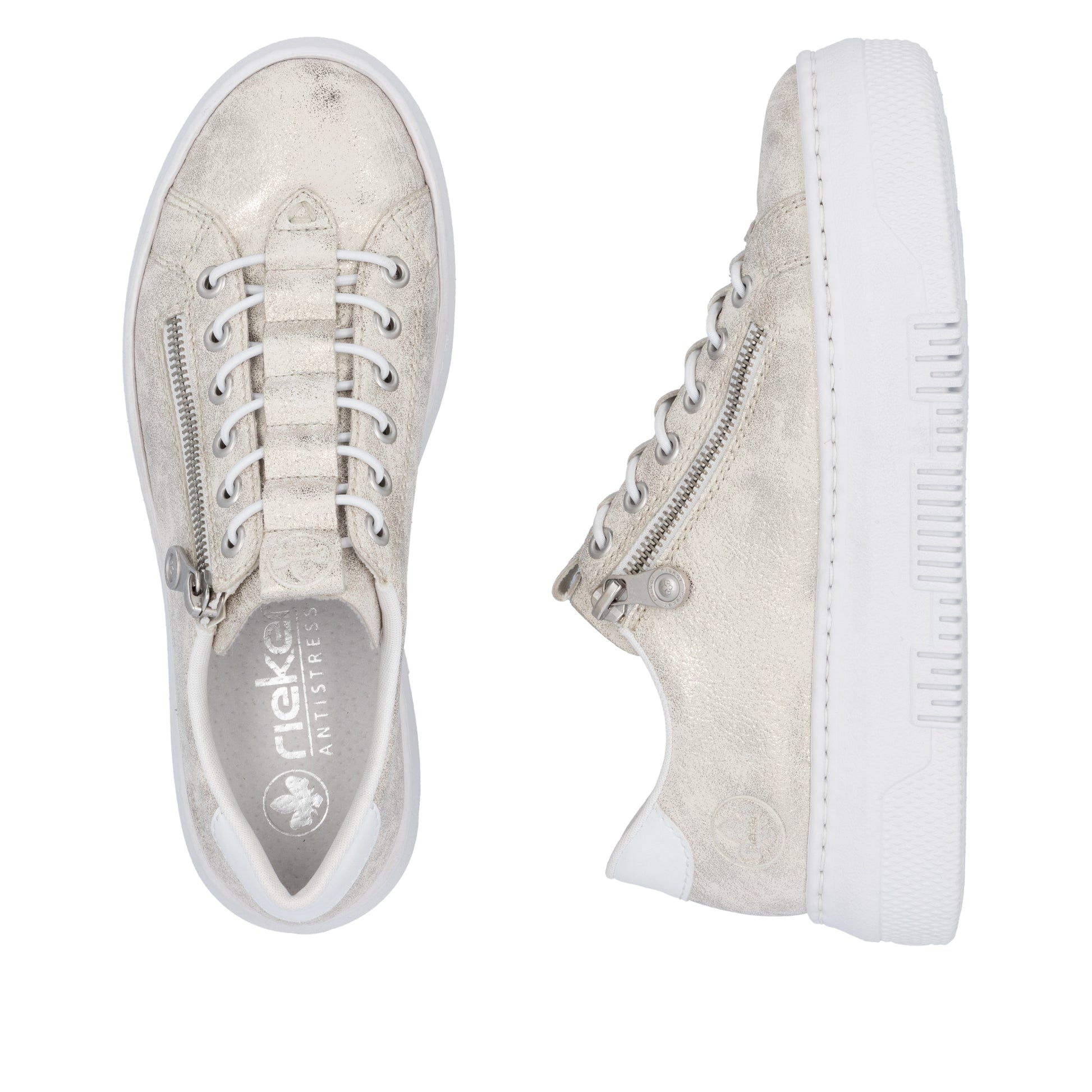 Beige Zip Shoes for Women | Rieker M1953-60