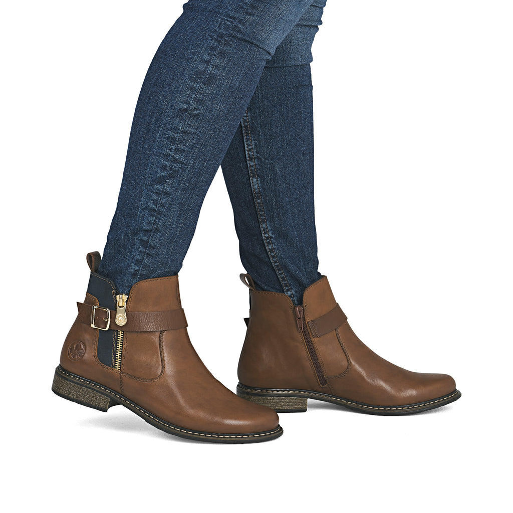 Brown Zip Boots for Women | Rieker Z4959-22