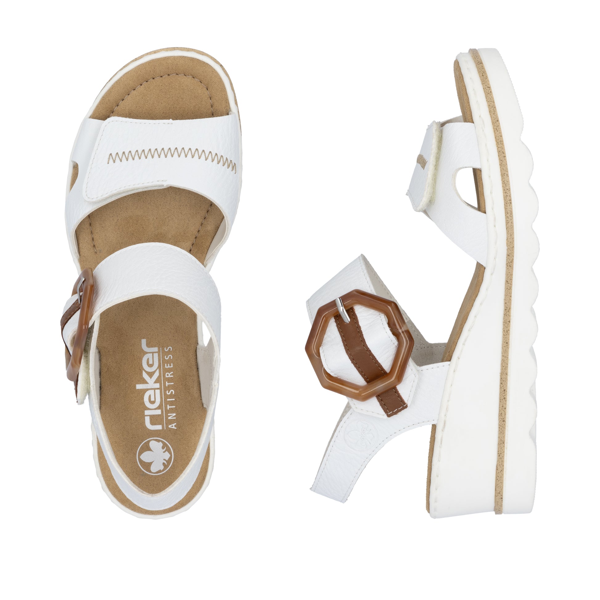 White Hook & Loop Sandals for Women | Rieker 67476-83