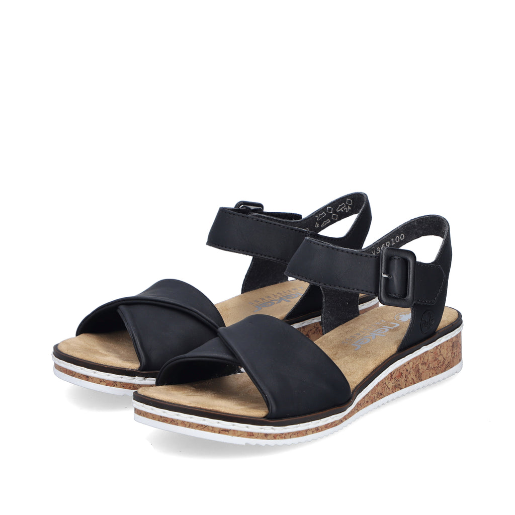 Black Hook & Loop Sandals for Women | Rieker V3691-00