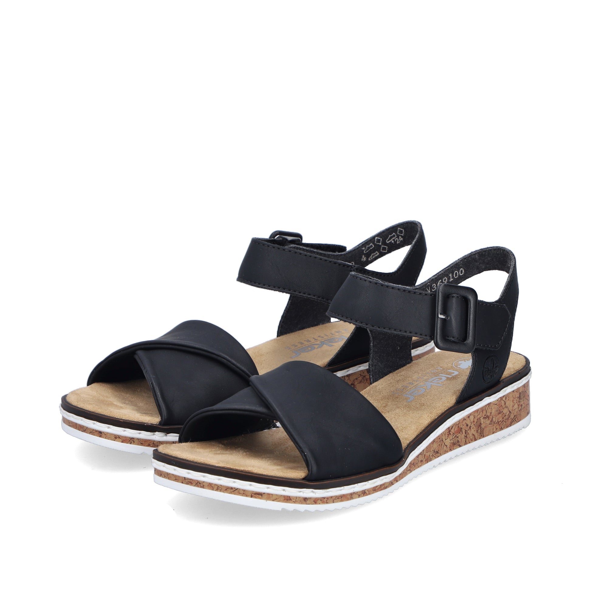 Black Hook & Loop Sandals for Women | Rieker V3691-00