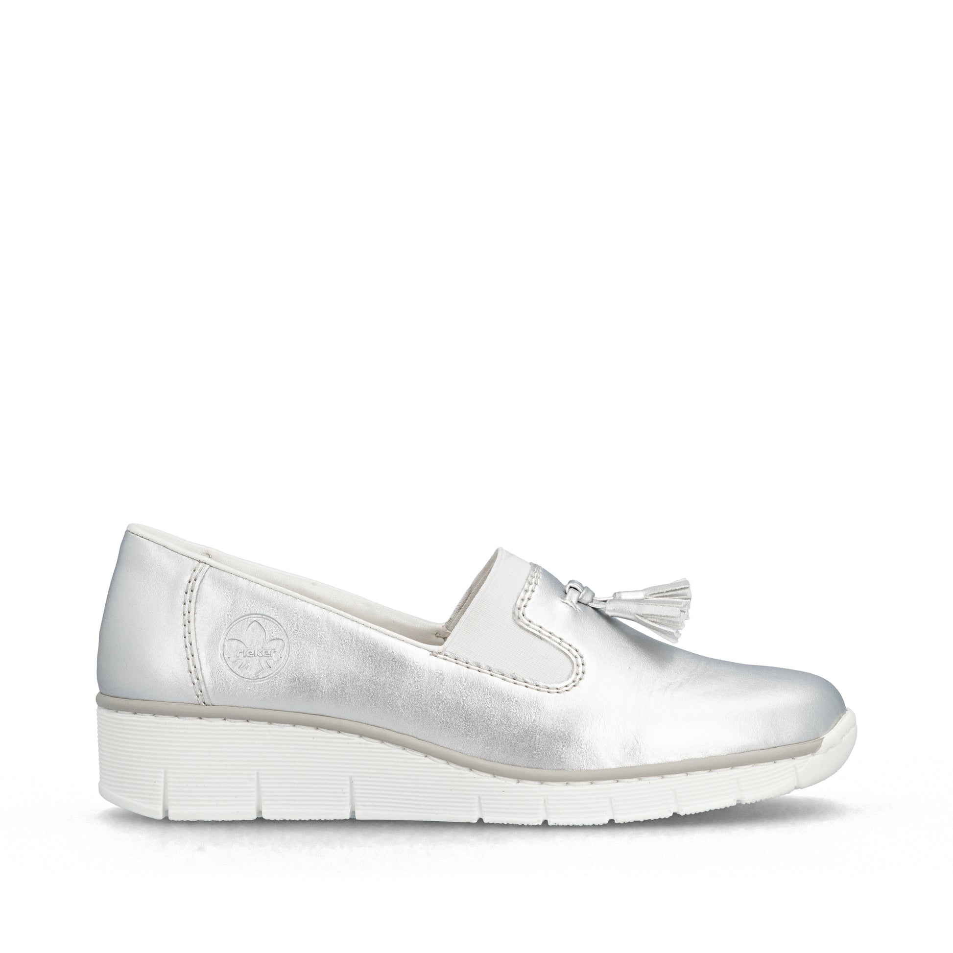 Silver/Platinum Elasticated Shoes for Women | Rieker 53751-90