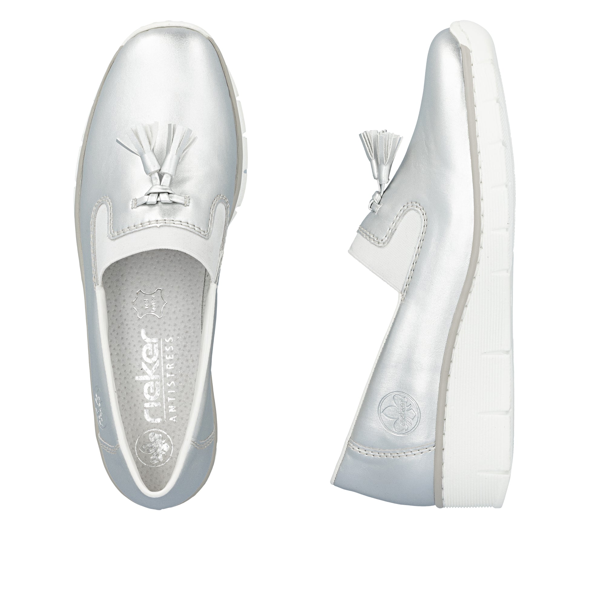 Silver/Platinum Elasticated Shoes for Women | Rieker 53751-90