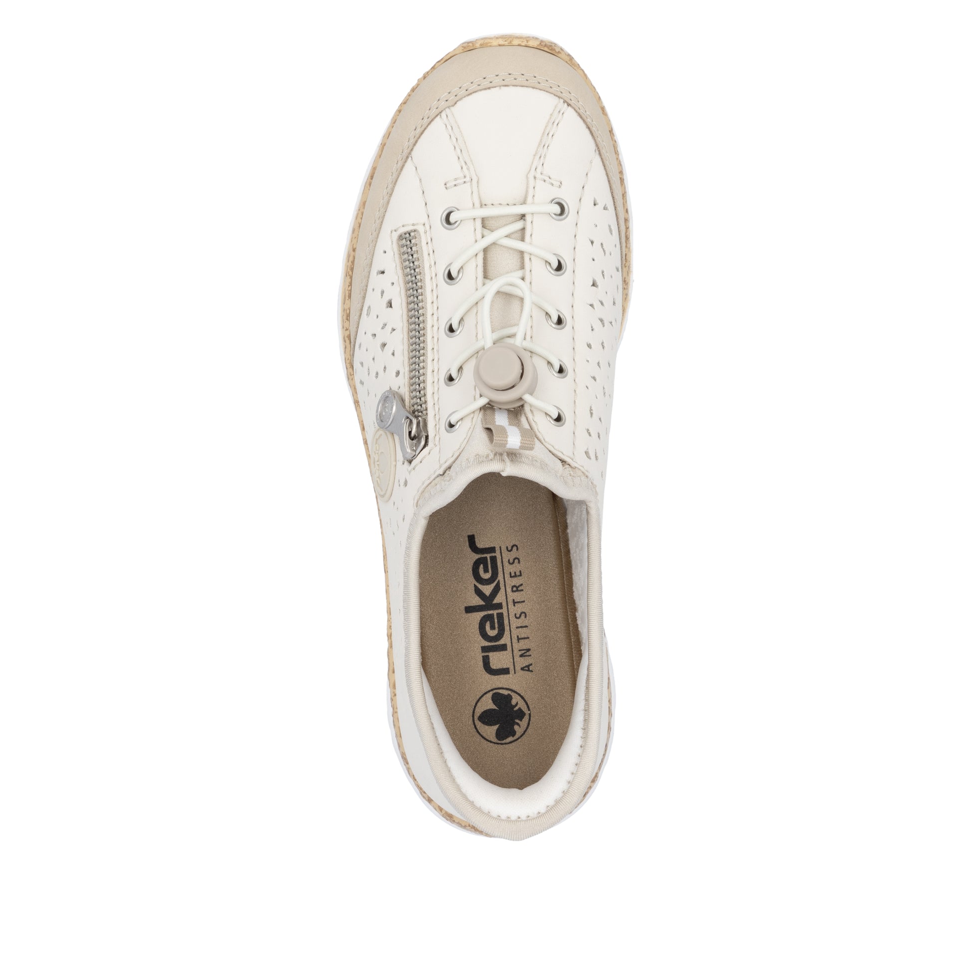Beige Elasticated Shoes for Women | Rieker N42V3-60