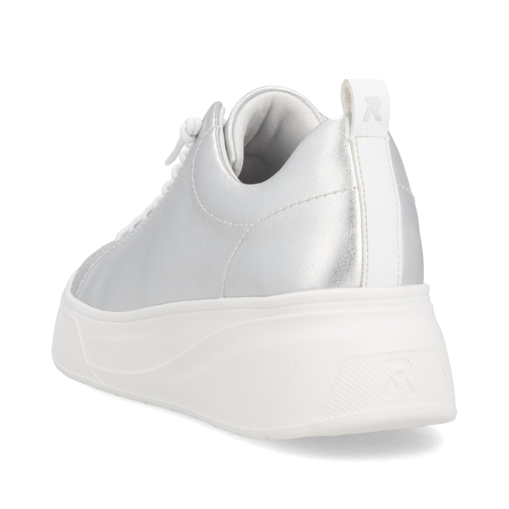 Silver/Platinum Elasticated Shoes for Women | Rieker W2301-90