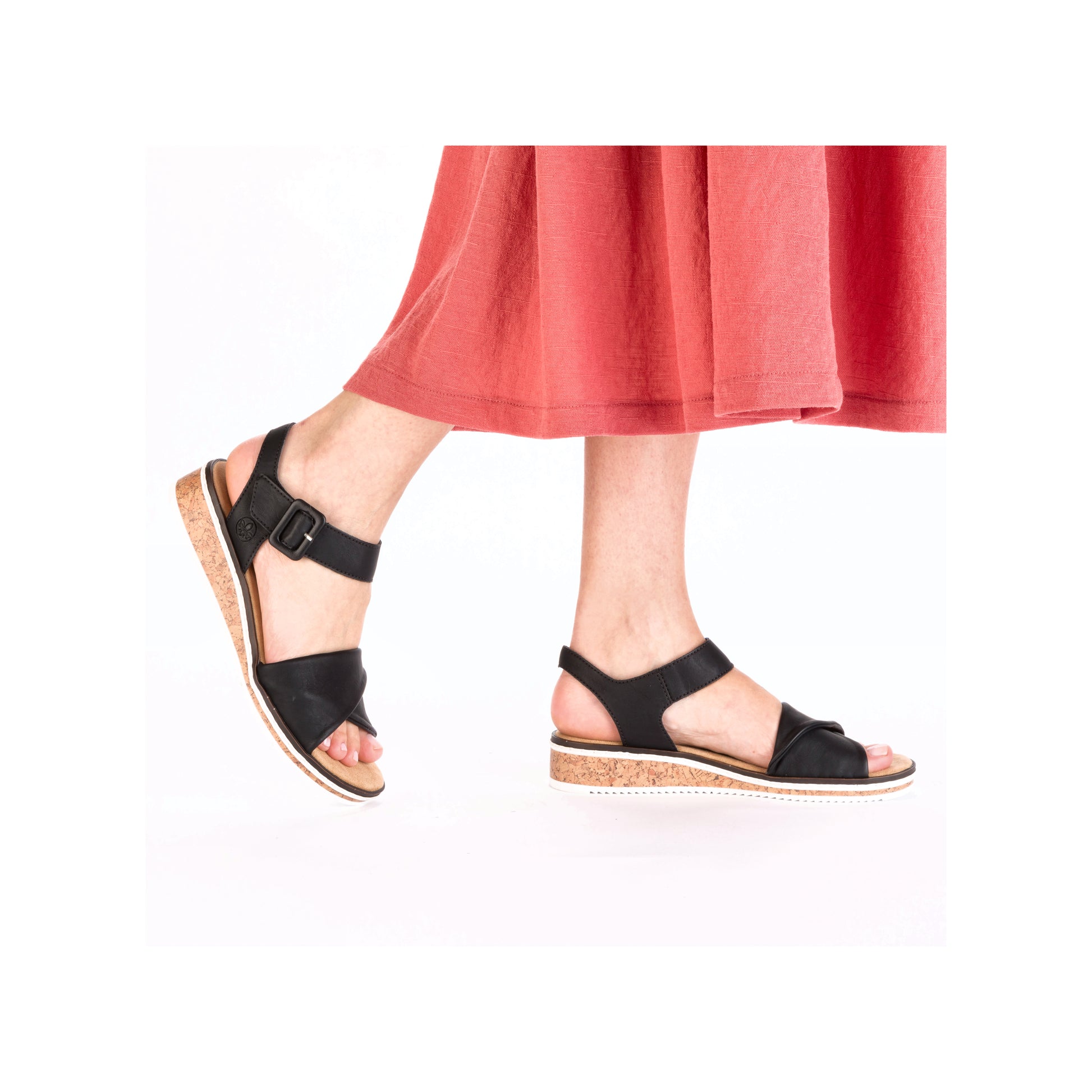 Black Hook & Loop Sandals for Women | Rieker V3691-00