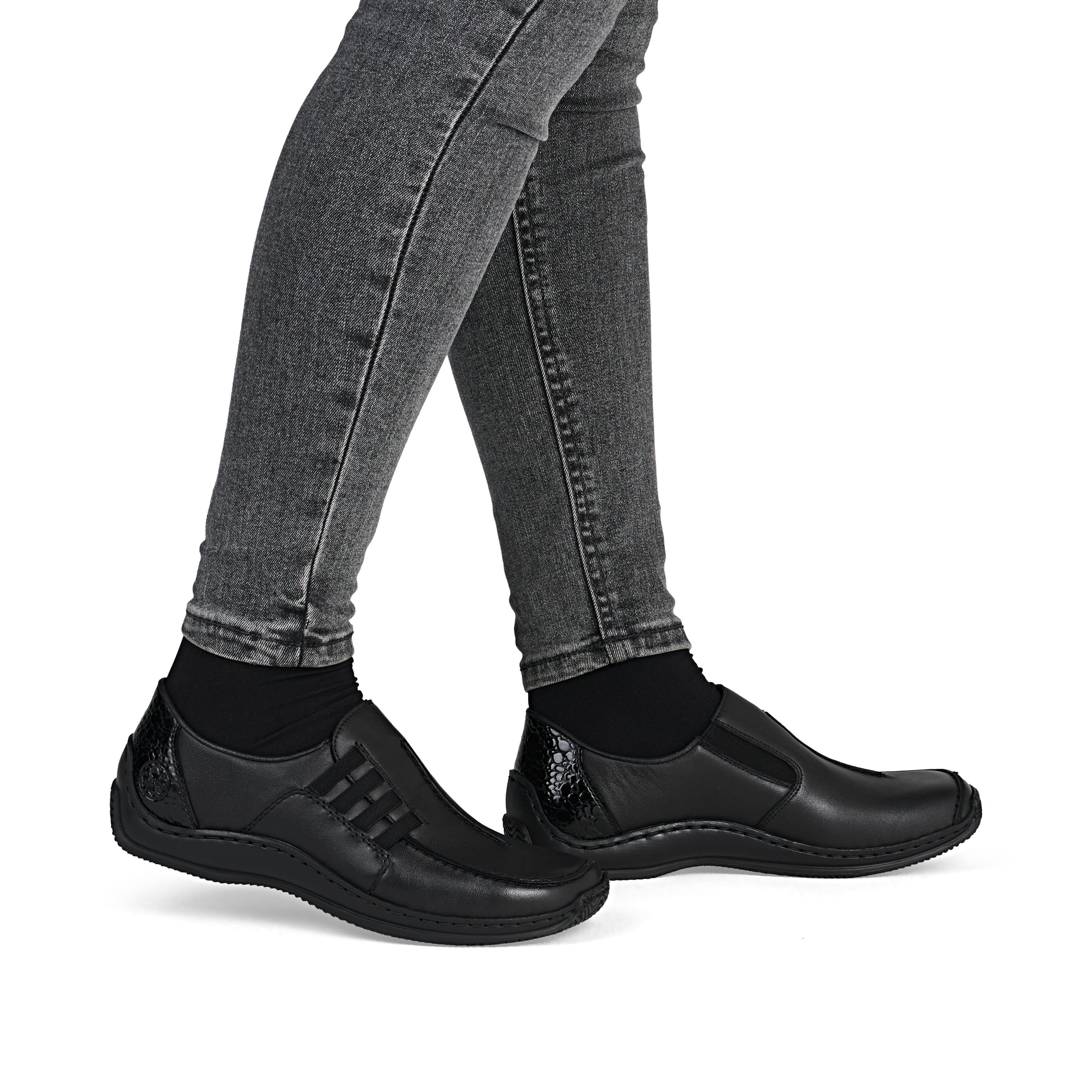 Black Elasticated Shoes for Women | Rieker L1777-00