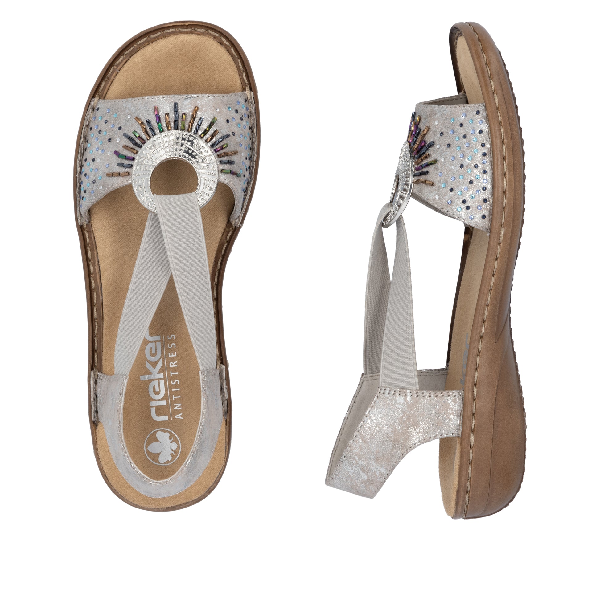 Metallic Elasticated Sandals for Women | Rieker 60880-90