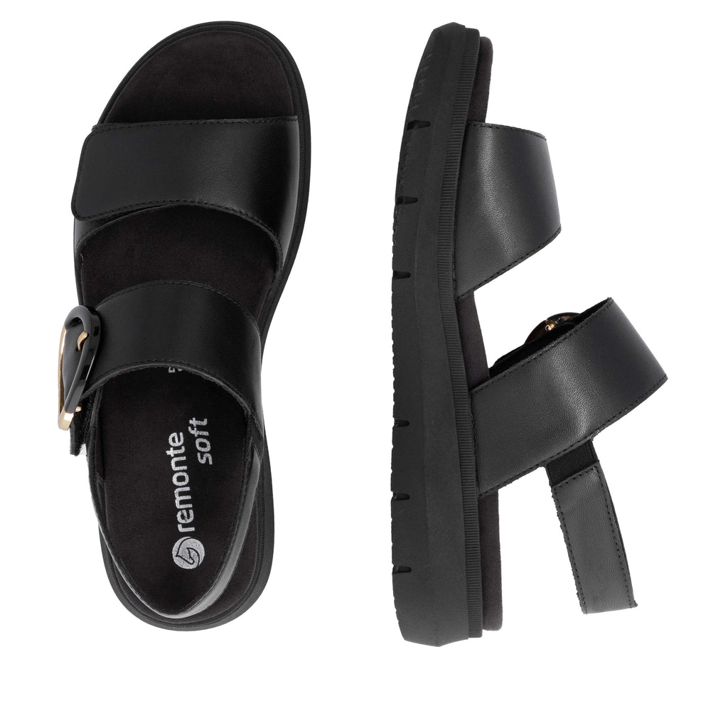 Black Hook & Loop Sandals for Women | Remonte D2K50-00