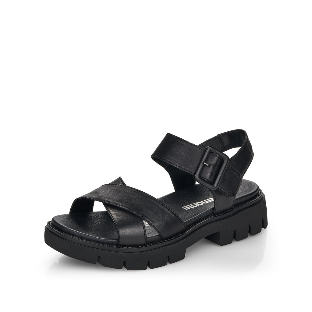 Black Hook & Loop Sandals for Women | Remonte D7950-00