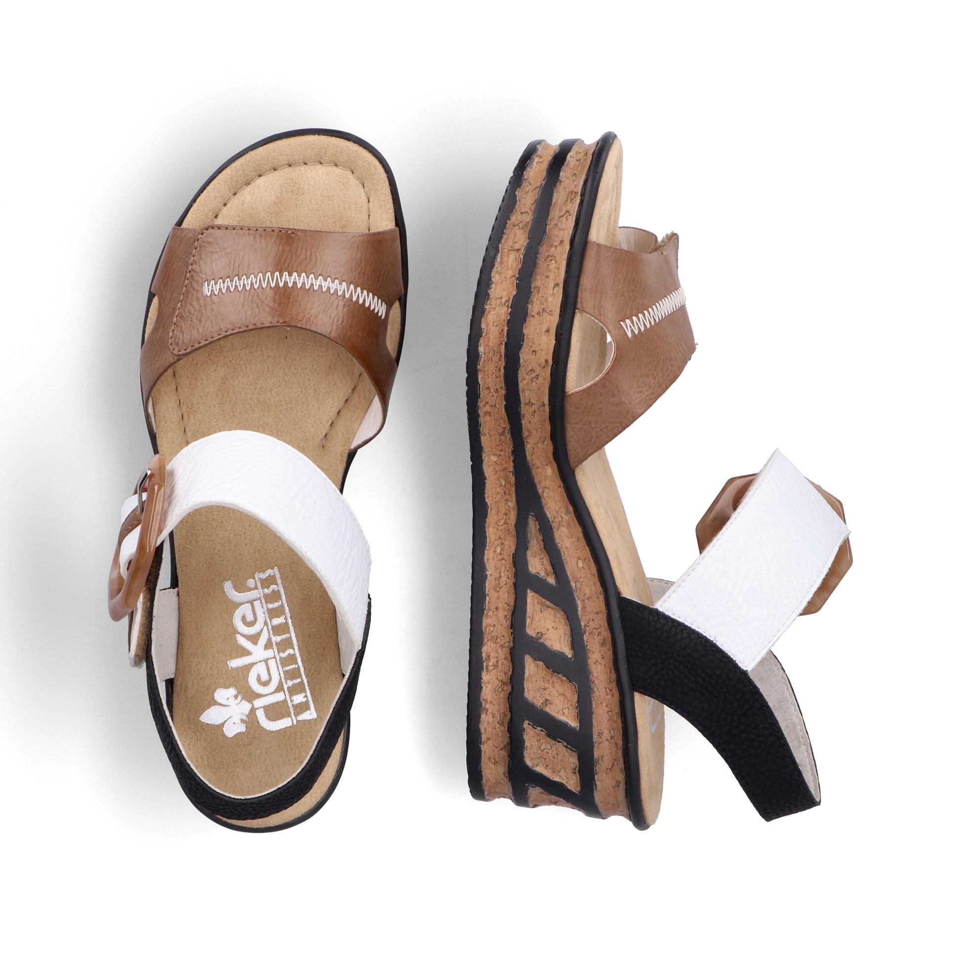 Beige Hook & Loop Sandals for Women | Rieker 68176-64