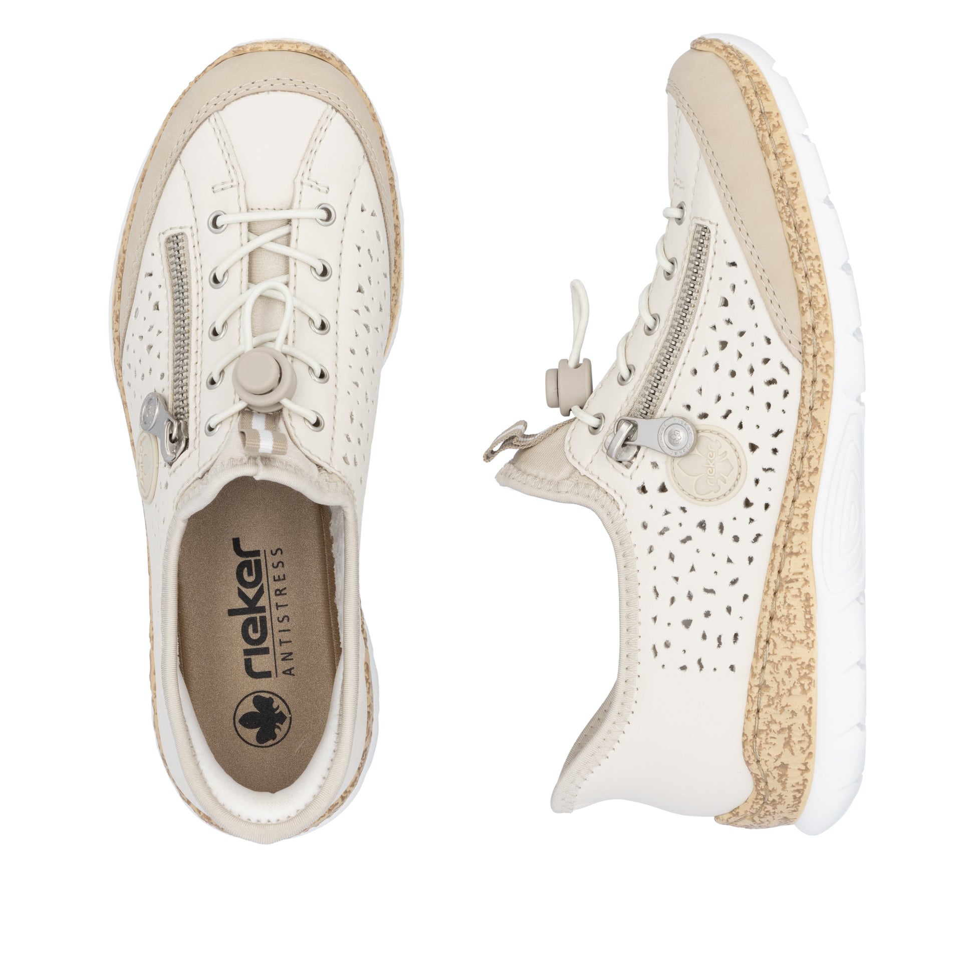 Beige Elasticated Shoes for Women | Rieker N42V3-60