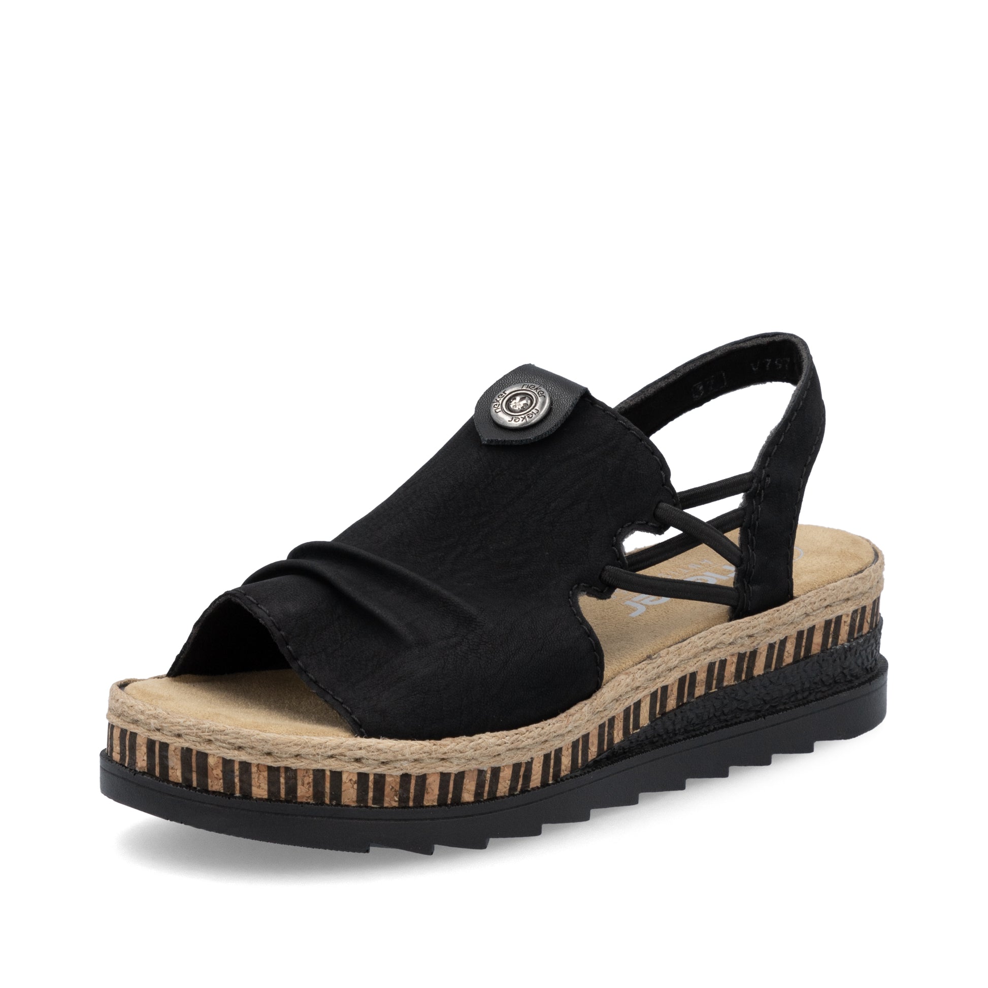 Black Elasticated Sandals for Women | Rieker V7972-00
