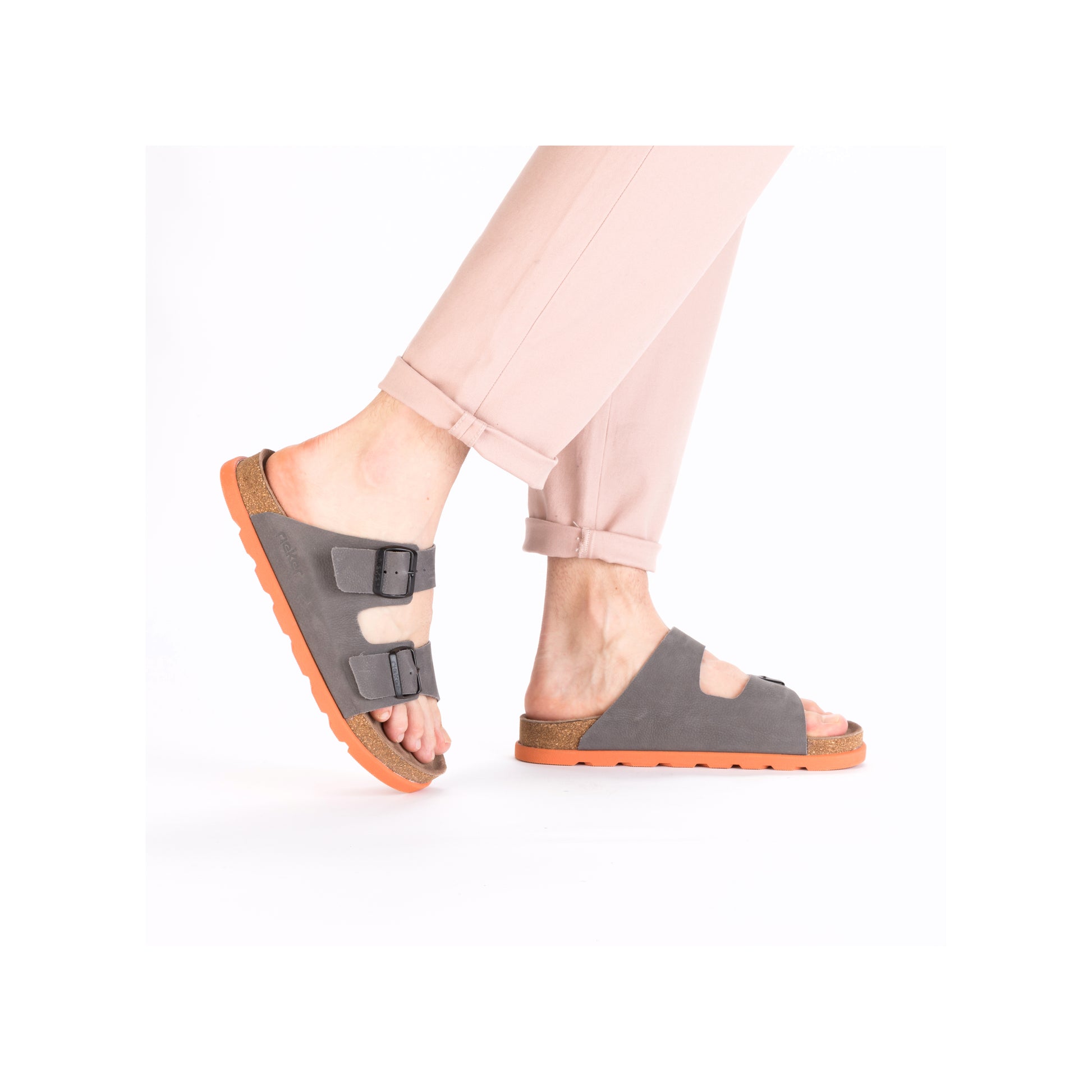 Grey Buckle Sandals for Men | Rieker 21190-40