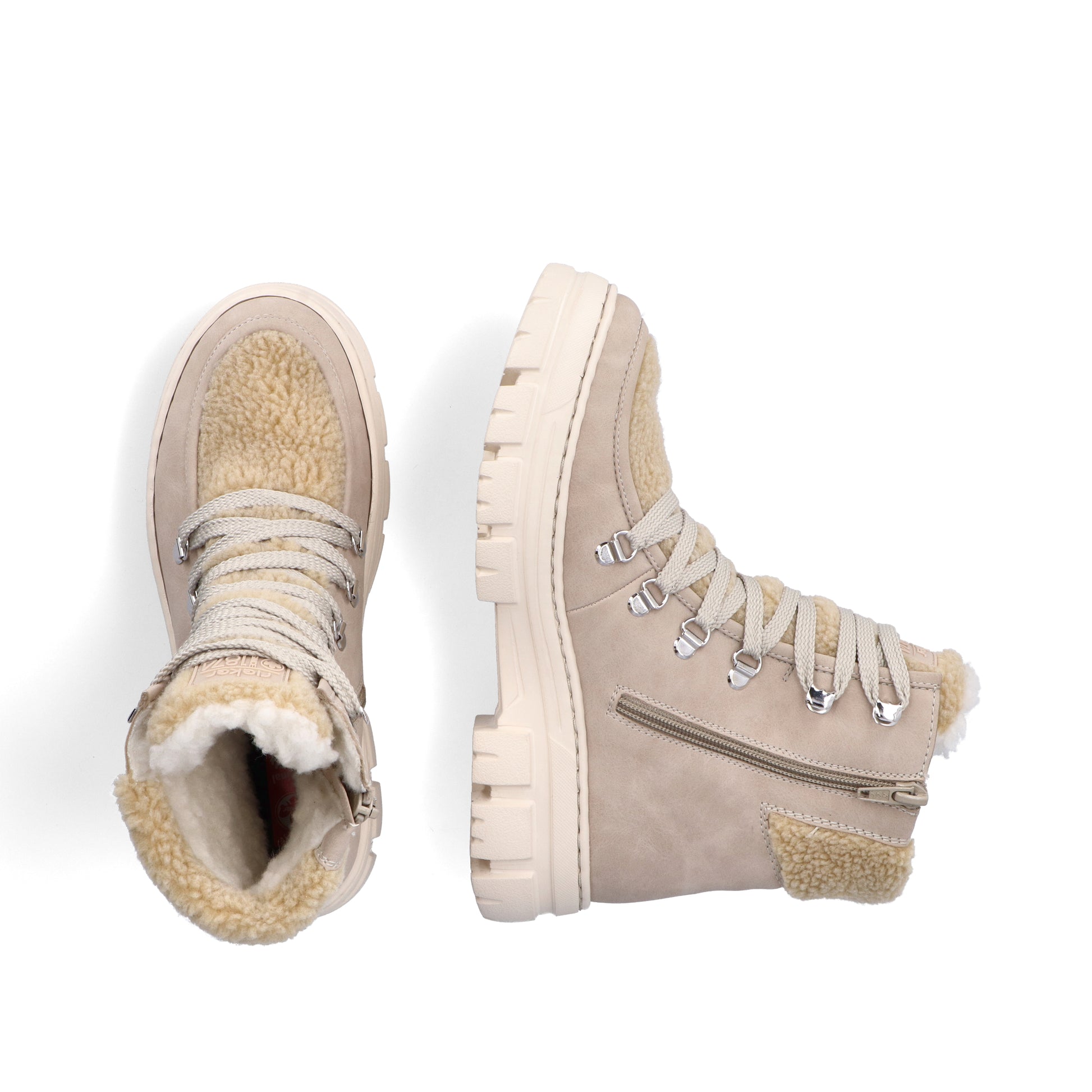Beige Zip Boots for Women | Rieker Z7430-62
