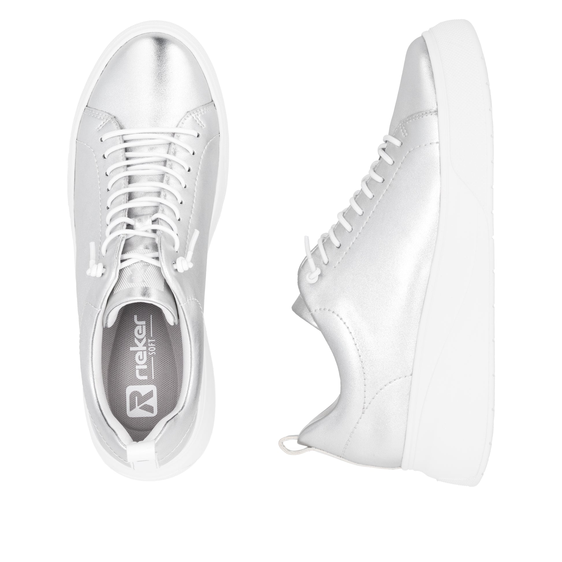 Silver/Platinum Elasticated Shoes for Women | Rieker W2301-90