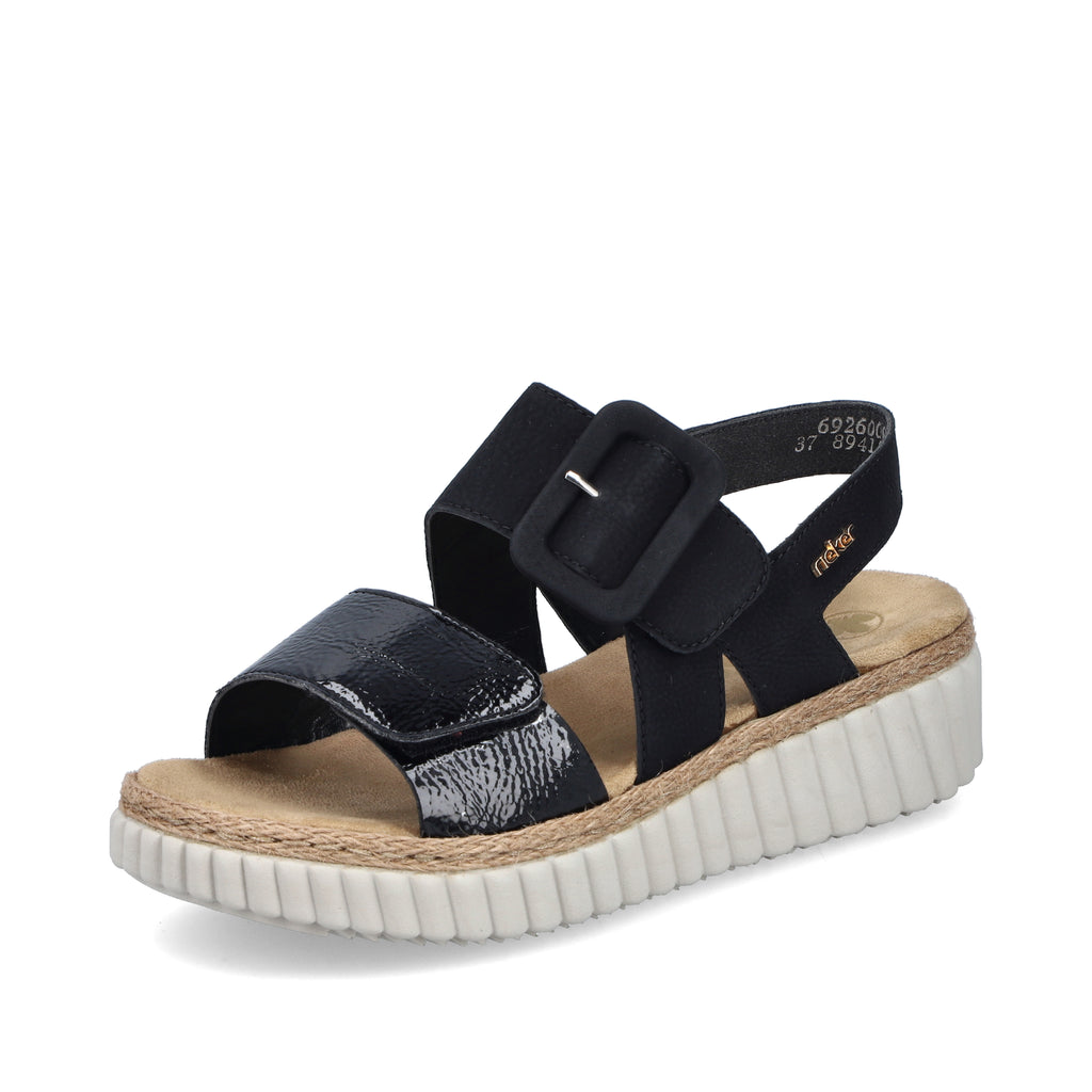 Black Hook & Loop Sandals for Women | Rieker 69260-00