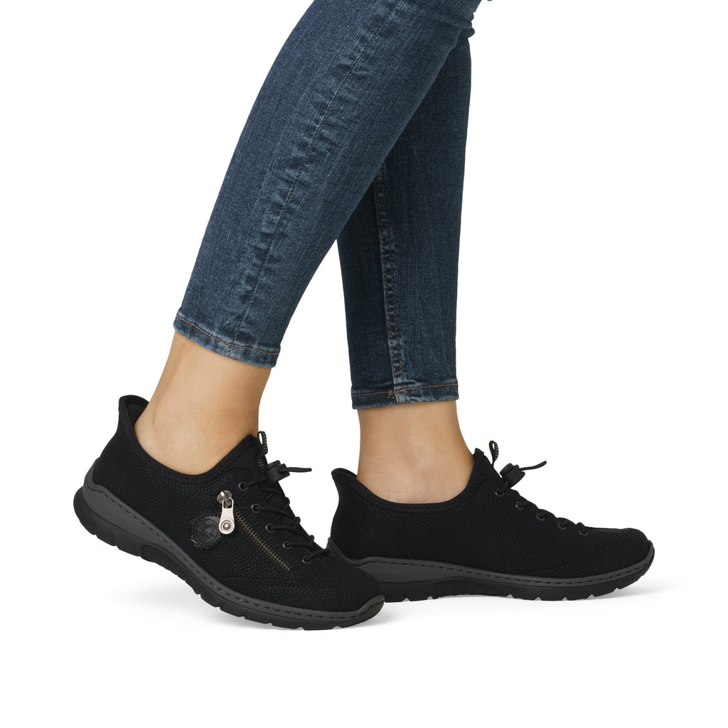 Black Elasticated Shoes for Women | Rieker L32F1-00