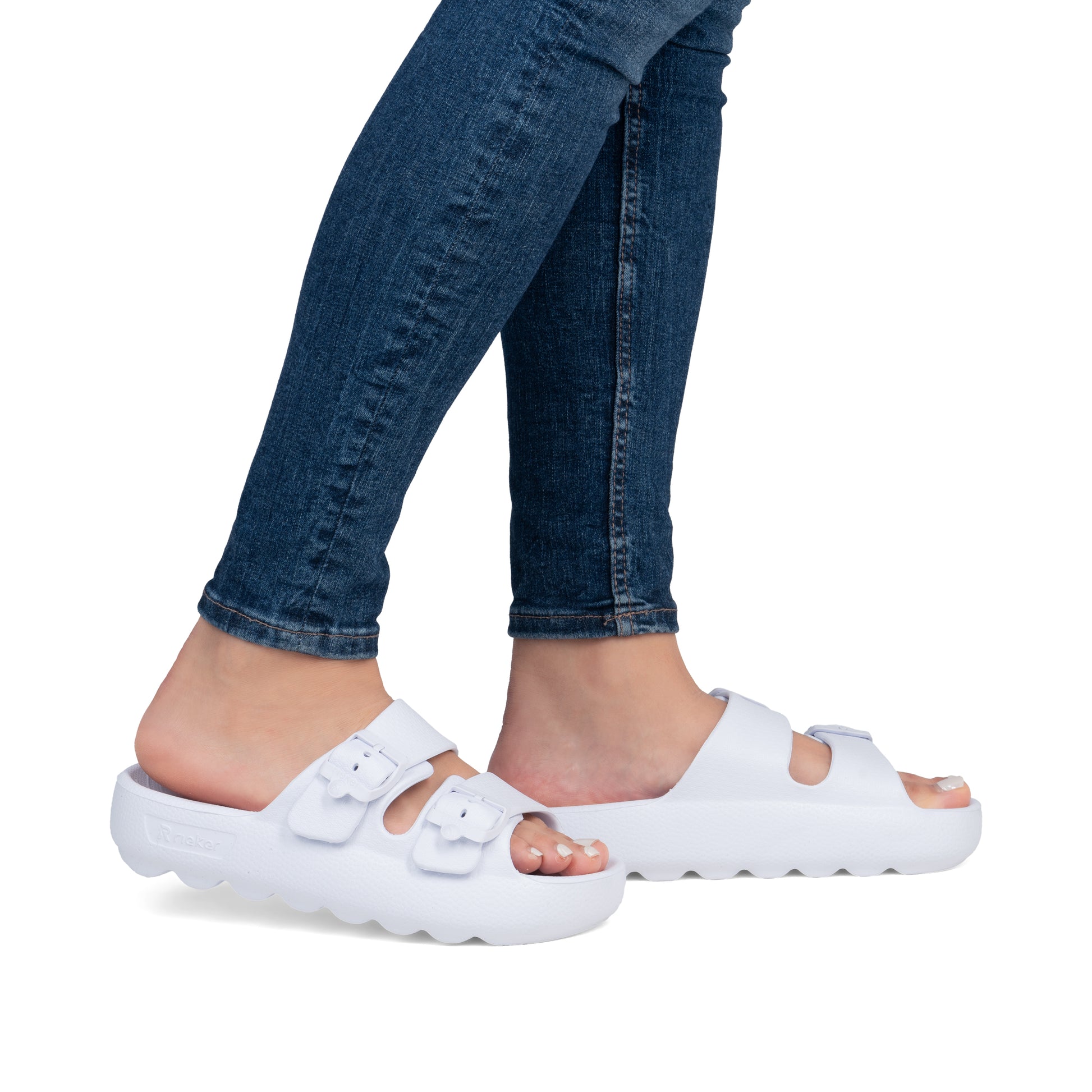 White Buckle Sandals for Women | Rieker P2450-80