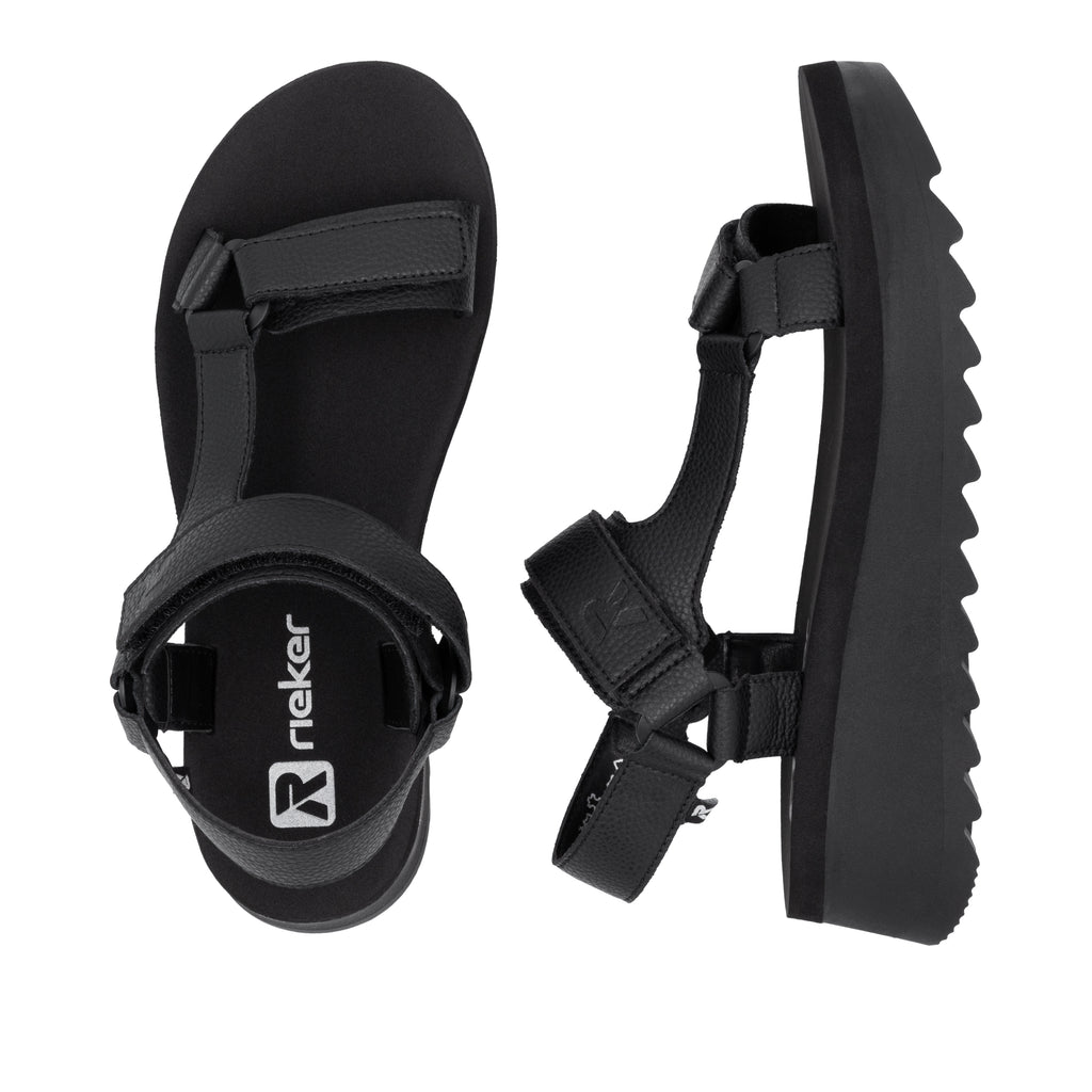 Black Hook & Loop Sandals for Women | Rieker W3051-00