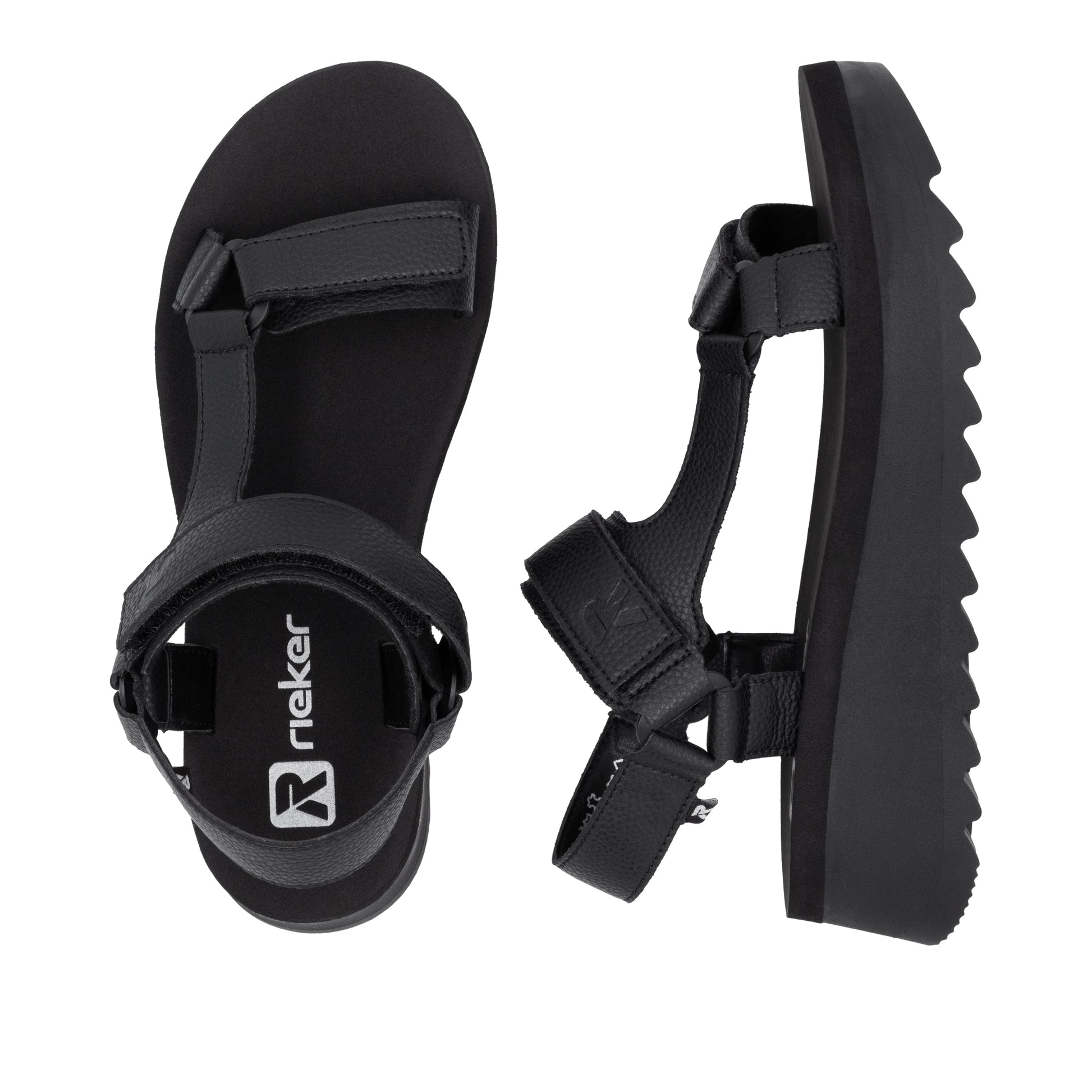 Black Hook & Loop Sandals for Women | Rieker W3051-00