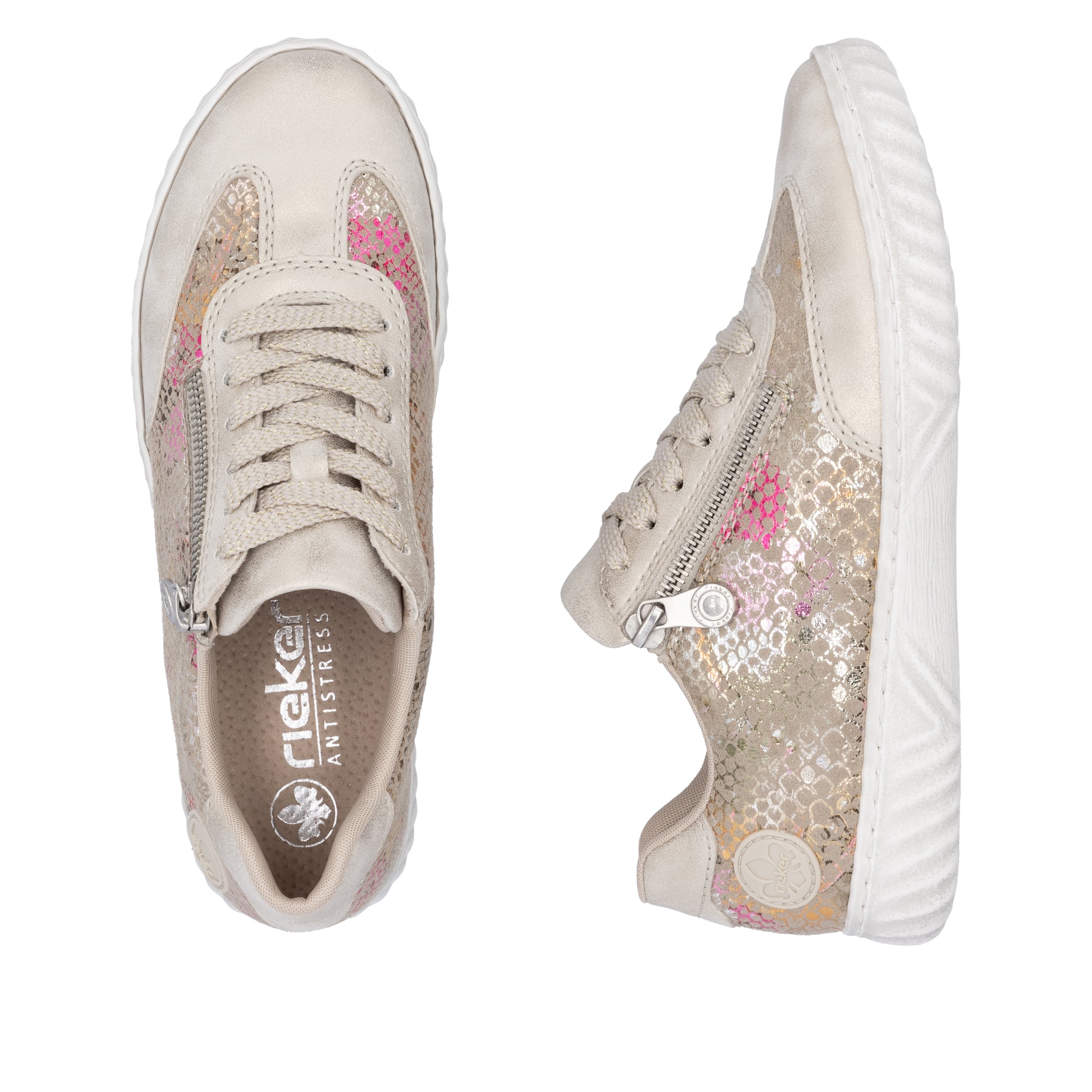 Beige Zip Shoes for Women | Rieker N0902-90