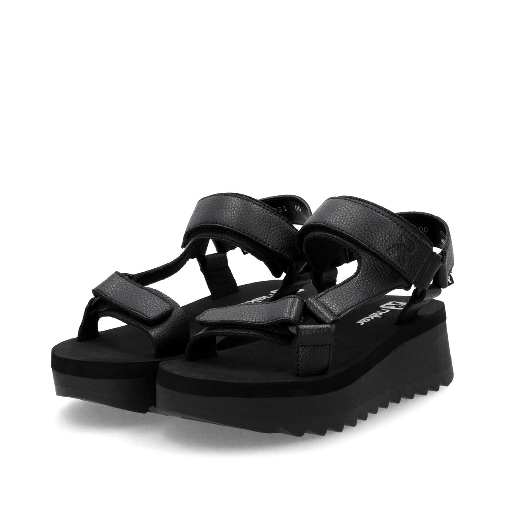 Black Hook & Loop Sandals for Women | Rieker W3051-00