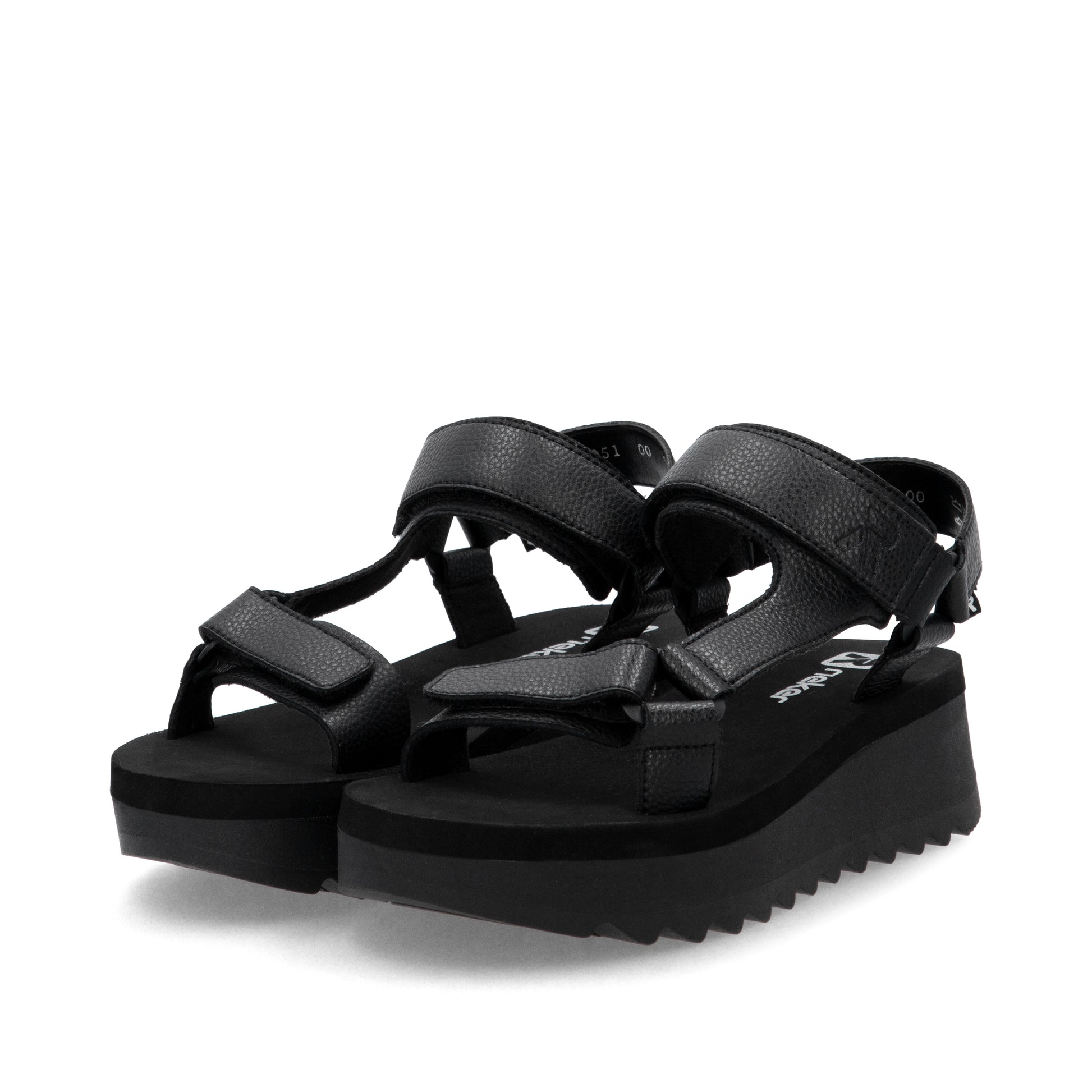Black Hook & Loop Sandals for Women | Rieker W3051-00