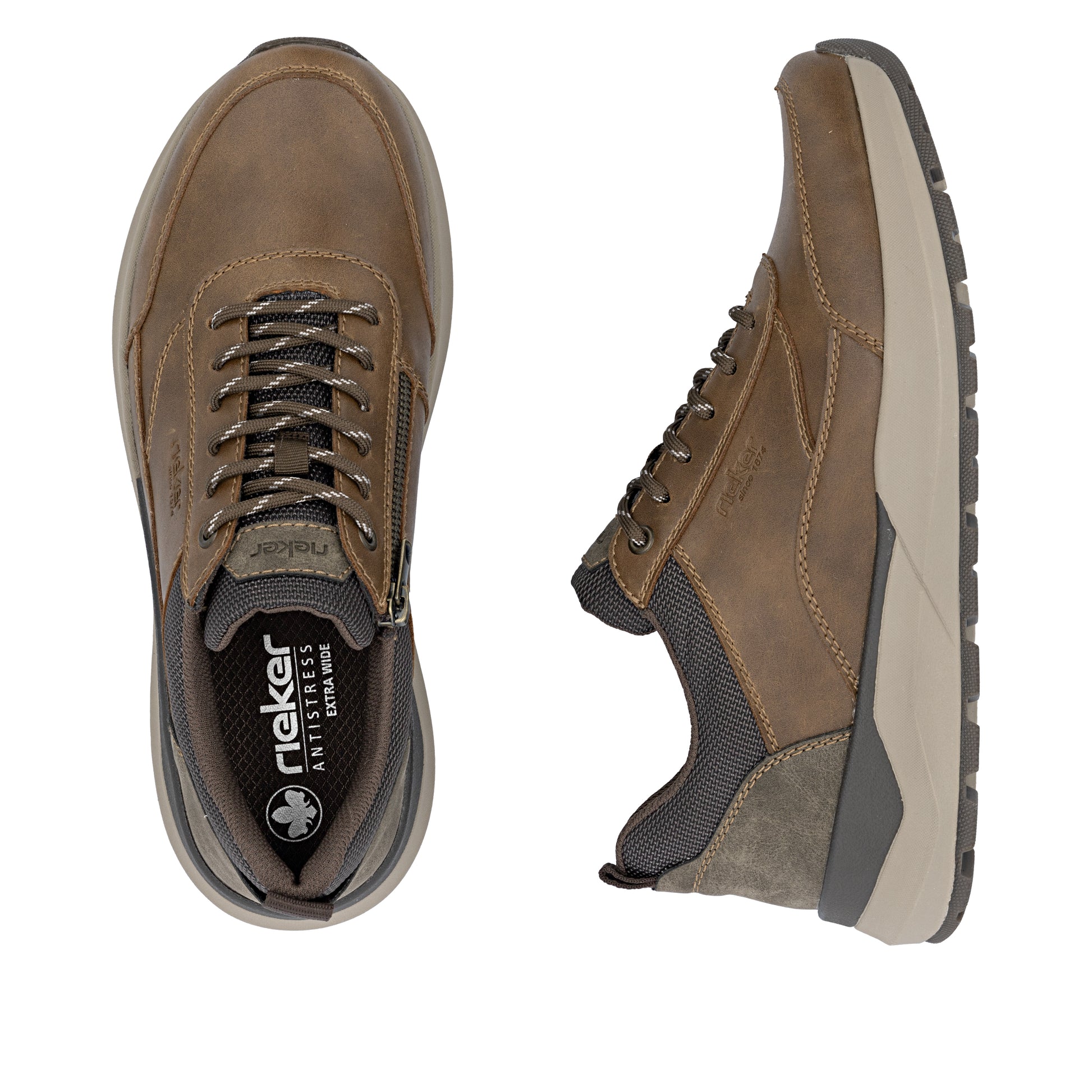 Brown Zip Shoes for Men | Rieker 06000-22