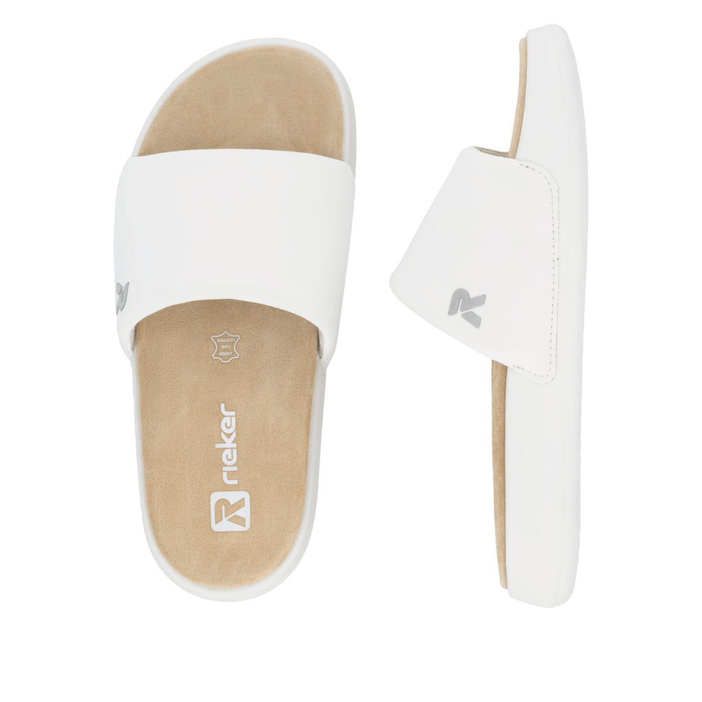 White Slip-On Sandals for Women | Rieker W3250-80