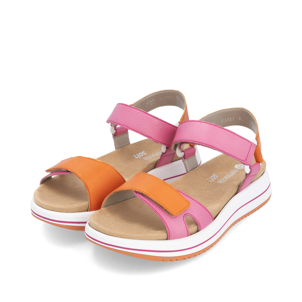 Pink Hook & Loop Sandals for Women | Remonte D1J57-31