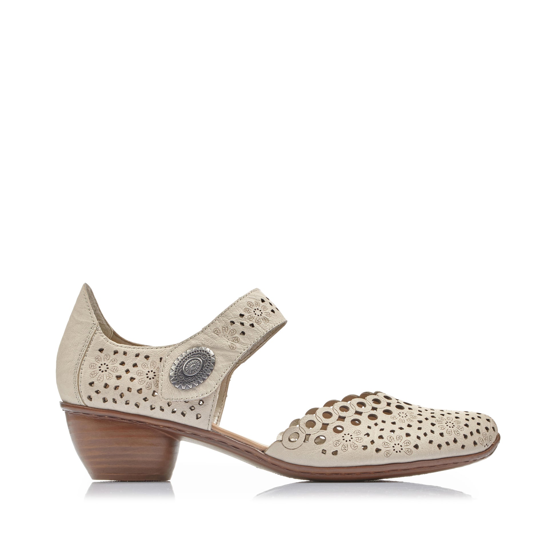 Beige Hook & Loop Shoes for Women | Rieker 43753-60